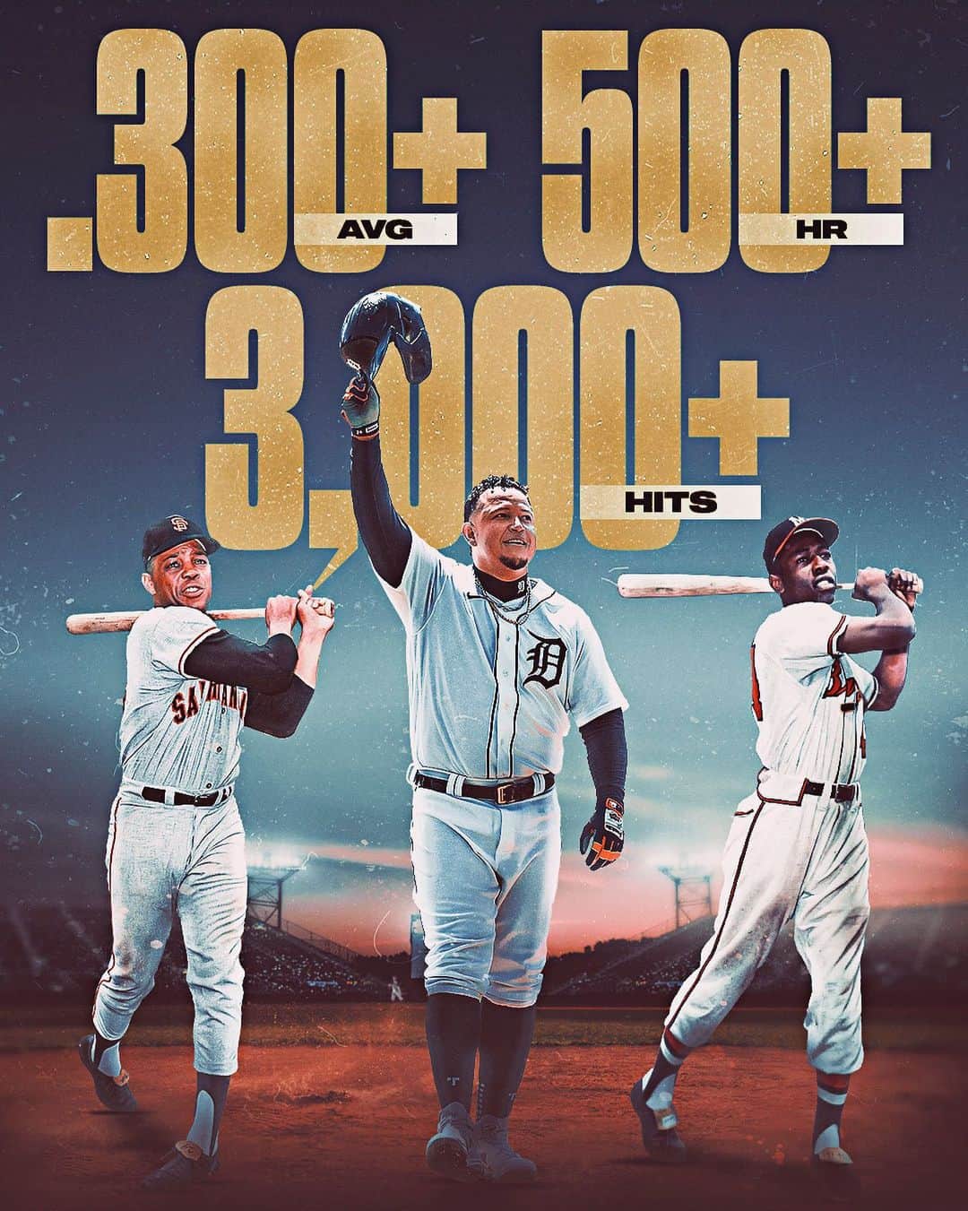 MLBさんのインスタグラム写真 - (MLBInstagram)「Miguel Cabrera joins Willie Mays and Hank Aaron as the only players in AL/NL history to finish their career with a .300+ average, 500+ home runs and 3,000+ hits. 🤯」10月2日 8時10分 - mlb