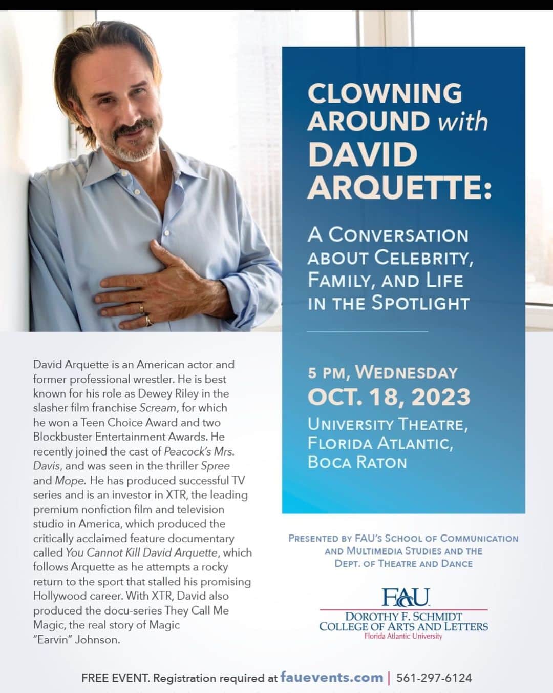 のインスタグラム：「So excited for this event at the Florida Atlantic University. Please come out and say hello. Thank you. Please check out the link in the picture」