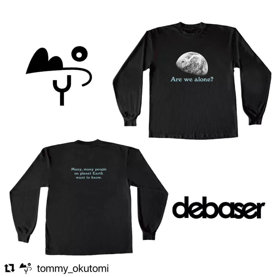 吉木諒祐のインスタグラム：「第1期debaser最後のアイテム #Repost @tommy_okutomi with @use.repost ・・・ 🆕️NEW ARRIVAL.  BOY × @debaser_store 今年のあたまに生まれたこのデザインで販売開始致します。 今回も少数生産の為、御問い合わせも御早めにどうぞ🌎  ▪️"BOY × debaser" Lonely Earth L/S T-Shirts  以前も好評だったBOY × debaser "Lonely Earth"  第2弾はロングスリーヴTシャツにプリントを施し15着限定販売。 BOYのドアストッパーが地球のオブジェというのをイメージソースに、地球のモチーフにNASAの英雄ジョン・グランスフェルドの言葉を添えました。 地球の部分はクラックプリントになっているので、古着のような経年変化を表現しています。」