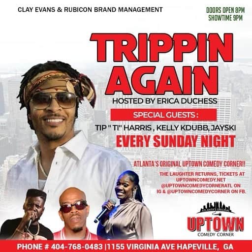 T.I.のインスタグラム：「Pull Up Tonight @uptowncomedycorneratl @thehahamafia @ericaduchess」