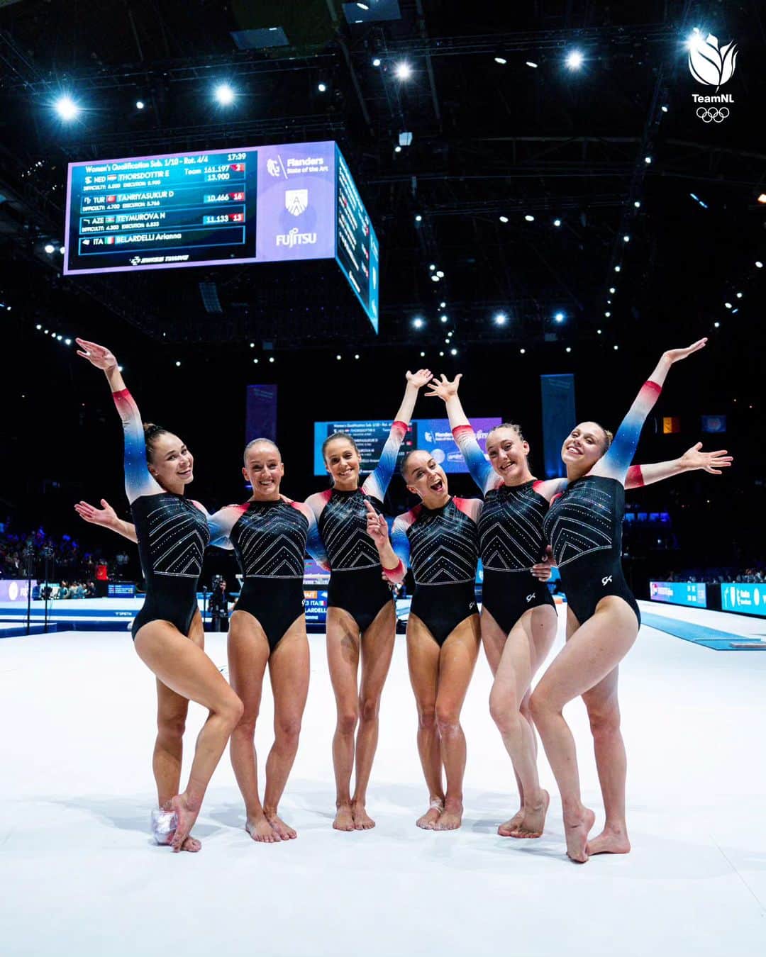 エイトォーラ・トールズドッティルのインスタグラム：「Lots of emotions at Worlds qualifications today! It started with goosebumps during our entrance and it all ended with smiles. We fought through it all and the crowd was with us along the way. I want to thank everyone who came to cheer for us. I really felt the support🫶🏻✨️ Now we wait and hope for some finals🤞🏼 #teamnl #worldchampionships」