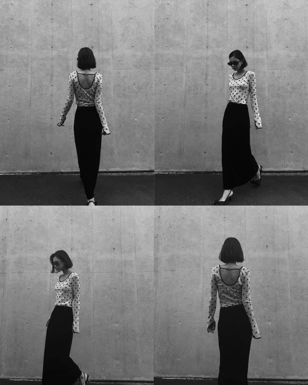 杉本美穂のインスタグラム：「@sorin__official  のトップスとスカート🖤 このスカートの裾がバルーンぽくなってて可愛すぎて即決でした🩶 LUMINE2でやってるPOPUPでgetしたよ！ POPUPは10/9までやってるみたい✨」