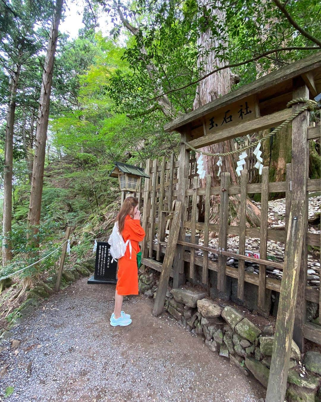 桜ゆみさんのインスタグラム写真 - (桜ゆみInstagram)「呼ばれないと辿り着けない神社。 そんなふうに呼ばれている玉置神社大好きマン🫣💕  東京から日帰り弾丸フライト✈️ &往復5時間以上の運転…の過酷すぎる参拝🫨  身体のことを考慮してこんなラフな格好だけど、 気持ちはちゃんと玉置山に向いてるよ🫶 なんなら都内にいてもいつも玉置のこと考えてる。笑  同じ神社に2回3回と通いたいんだけど、 なかなかピンとくるところに巡り会えずにいた私がやっと出会えた🥺✨  みんな駐車場から、 本殿→玉石社にいくけど、 わたしはこの1枚目の登山口から山頂へ🏔️ 山頂から過酷な山道を下って本命玉石社にお参りして、 本殿にまた下って社務所に寄って帰る🐰 最強パワールート🔥  何をお願いするわけでもないけど、 前回はご挨拶のみ。 今回はお礼とご挨拶、ねこたちの健康をお願い🐈  冬はいけないからまた次の春かな。 玉置神社、本当に大好き💕  . #玉置神社 #玉石社」10月2日 12時25分 - yumi.sakura1111