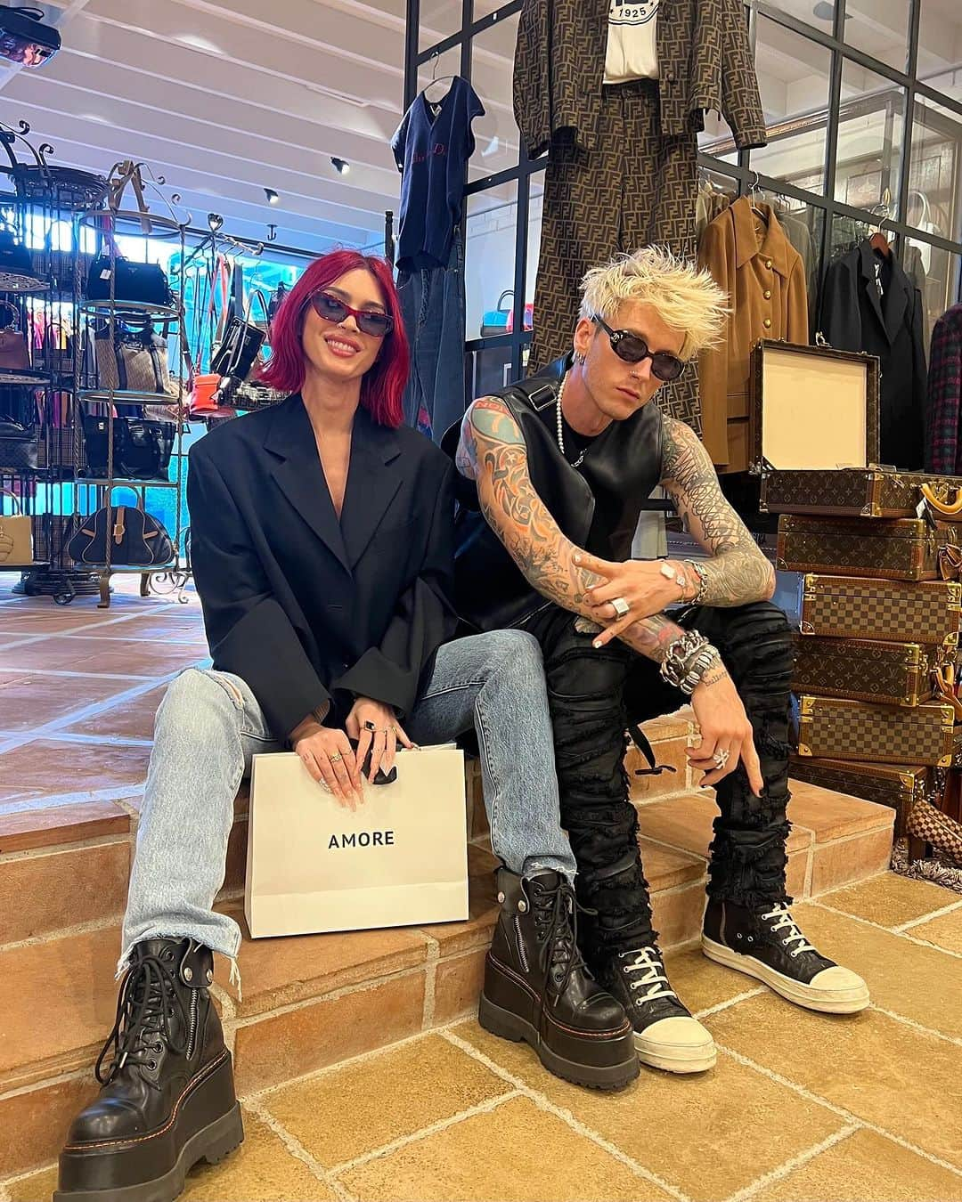 Vintage Brand Boutique AMOREのインスタグラム：「Thank you for shopping with us @meganfox & @machinegunkelly 🖤」