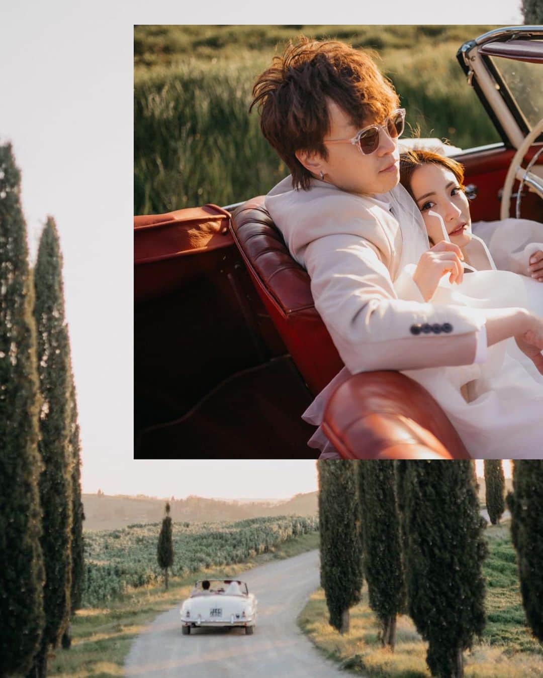 Giann Chanさんのインスタグラム写真 - (Giann ChanInstagram)「𝐂𝐡𝐚𝐩𝐭𝐞𝐫 4 — One Year Since The  Proposal, and now just few days from the big day! 🥂 Saving the best for last with these pre-wedding photos. Words can't describe how I feel right now.   終於可以share 這輯婚紗照，我一直都喜歡把最好的放到最後，而這個系列就是把我所有喜歡的元素結合起來。 Tuscany 的橄欖樹、Mercedez 古董車 190SL 、黃昏前的逆光、一套短婚紗和卡其色的西裝。 雖然過程好艱難，但還是順利完成  Photography: @summerstoryphotography  Photographer: @ssjesicajeanette  Makeup & Hair: @sots_muah  Bridal: @anne_mariee_brand  Classic Cars: @hpe_classics   #CountdownToIDo #AnniversaryProposal #Tuscany #prewedding」10月2日 14時20分 - chan.tsz.ying