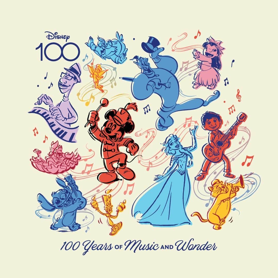 のインスタグラム：「Strike up the band for 100 years of musical magic! 🎺🥁🎷 Which timeless Disney song do you always return to?」