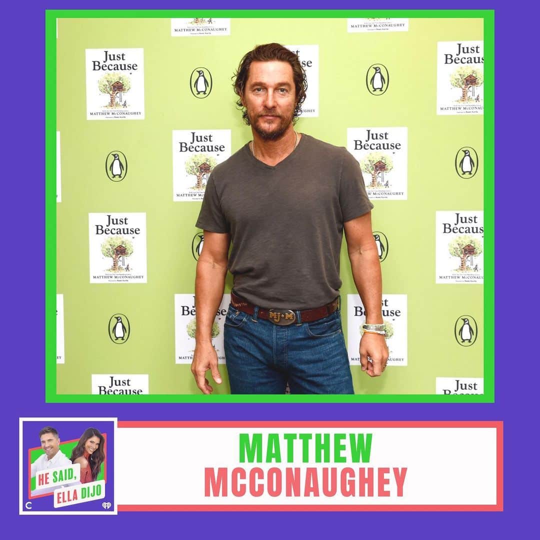 エリック・ウィンターのインスタグラム：「It was awesome having @officiallymcconaughey on @hesaidelladijo podcast to talk about life and his new children’s book Just Because. We love this book and all of the fun knowledge he shares with  kids and their parents.  Listen now at the link in Bio ⬆️⬆️ #justbecause #hesaidelladijopodcast #childrensbook」