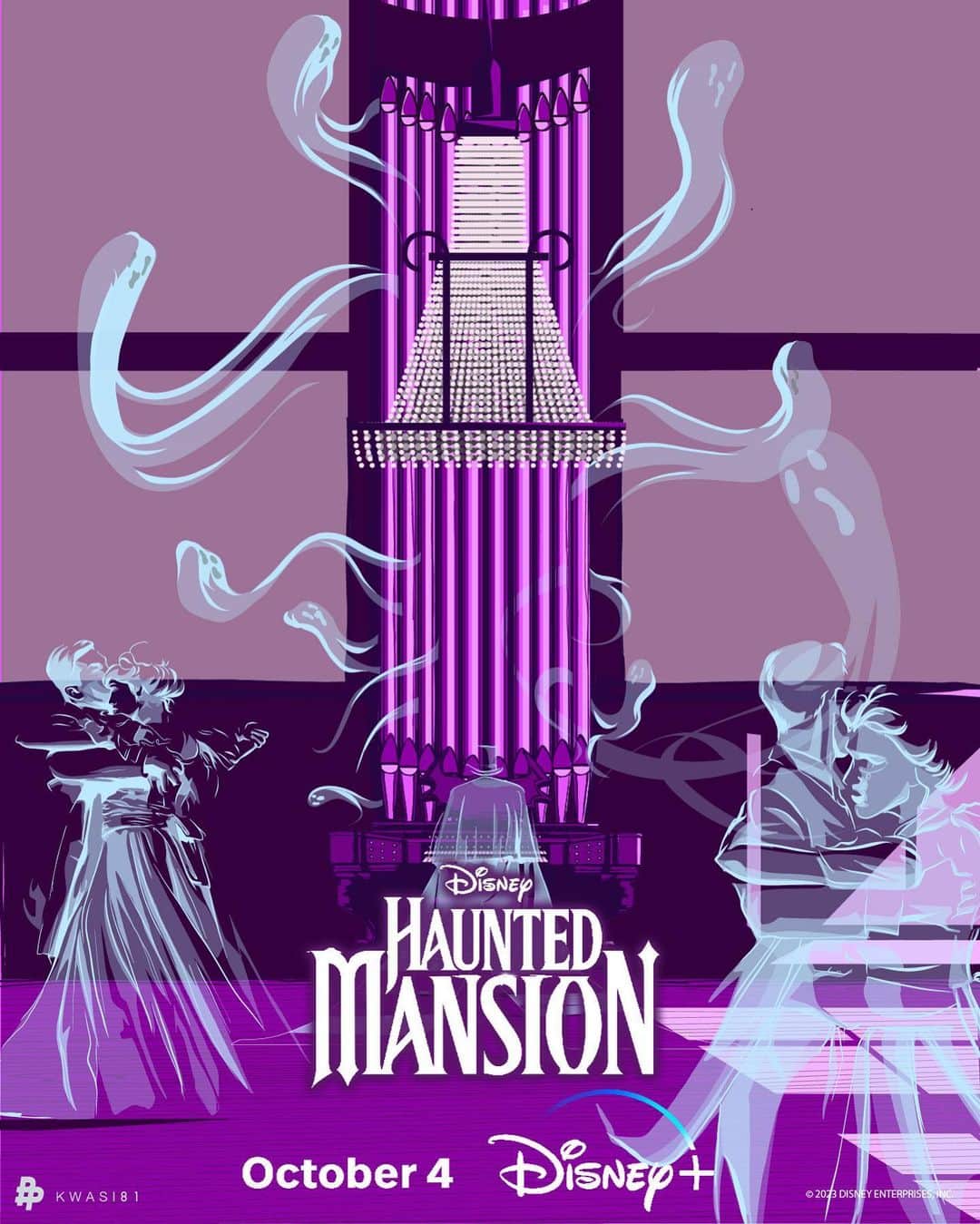 のインスタグラム：「A swinging wake is coming to @DisneyPlus.   Haunted Mansion arrives October 4. Art by @kwasi81.」