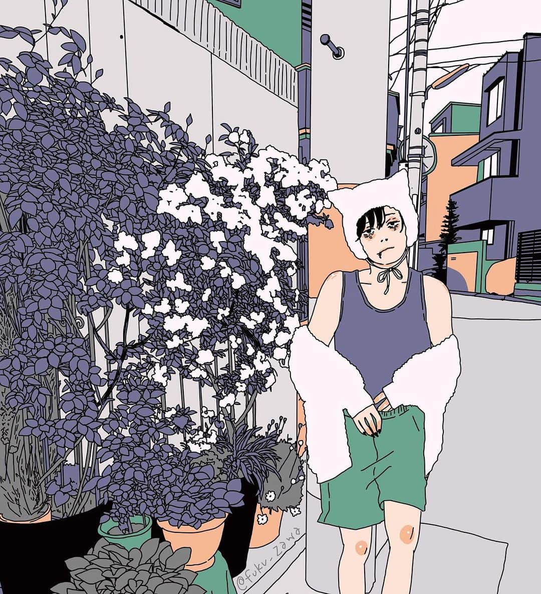 フクザワのインスタグラム：「10ガツ！  #illustration #drawing #絵 #イラスト #猫耳 #japaneseboy #10月」