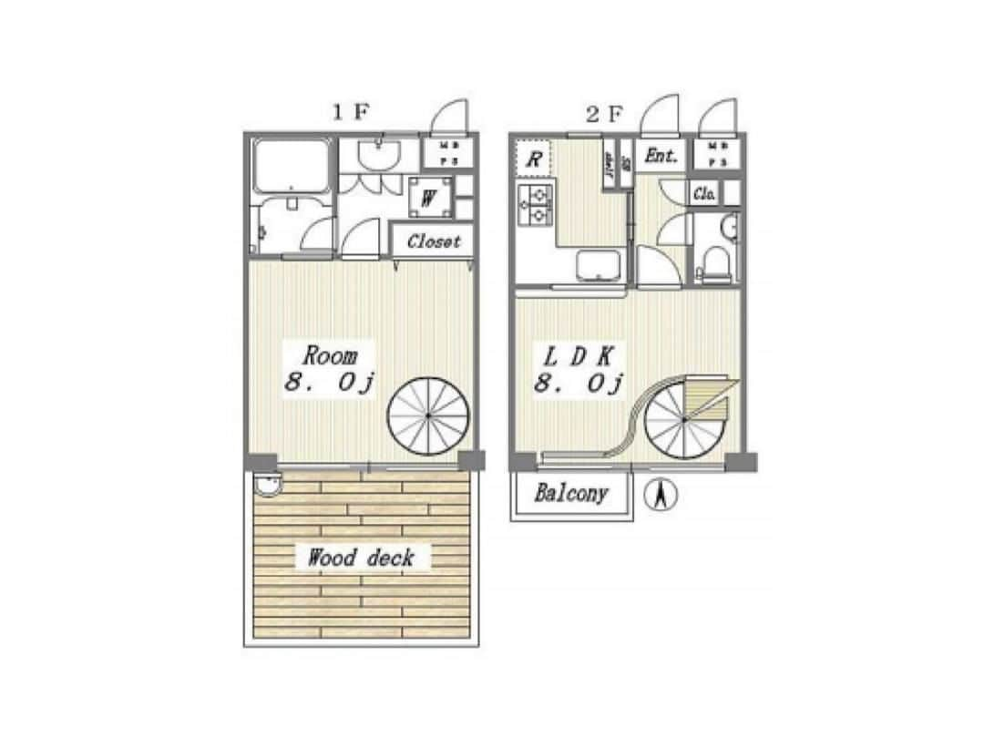 グッドルームさんのインスタグラム写真 - (グッドルームInstagram)「螺旋階段が、窓の外へ導くの。 【東京 鷺ノ宮 1LDK 43.04㎡】  ▼ウッドデッキに吸い込まれる ----------------------  住んでみたいと思ったら、コメント欄に「🌲」で教えてください！  . くるくると優雅な階段でつながるメゾネットのお部屋。玄関は2階にあり、入るとまずはLDKが。コックピットのようなL字型キッチンで、腕によりをかけてごはん作り。  . 出来上がったらダイニングで食事もいいけれど、たまには1階へ。そこには木に包まれたウッドデッキバルコニーがあります！程よいおこもり感は心と体を預けてくつろぐのにぴったりですね。  . お部屋の詳細は、goodroomサイトからタイトルで検索！  . こちらは実際に住めるお部屋です。 詳細はストーリー、ハイライトにて！⁠  こだわりのお部屋探しは、 @goodroom_jp から URLをチェック！⁣⁣⁣⁣⁣⁣⁣⁣⁣  ※最新のお家賃につきましては、リンク先物件ページからご確認ください。⁠  . ⁠#goodroom #グッドルーム  #東京賃貸 #1ldk #1人暮らし #一人暮らし #myhome #暮らしを楽しむ #暮らしを整える #お部屋探し #間取り図 #理想の空間 #メゾネットタイプ #階段好き #メゾネット #メゾネット賃貸 #階段インテリア #バルコニーデッキ #バルコニーのある暮らし #バルコニー #バルコニーのある家 #バルコニーライフ」10月2日 21時00分 - goodroom_jp