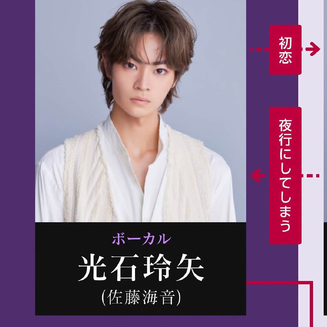 夫婦が壊れるときのインスタグラム：「. 光石玲矢（17）/ #佐藤海音   高校3年生  片想いの相手である幼馴染・ユキを救うため  『夜行』になった少年   【金曜ドラマDEEP】 #秘密を持った少年たち  10月6日(金)24時40分START💜  TVer、Huluでは 毎週金曜深夜配信🎸  #龍宮城　#大原優乃 #大東立樹　#大谷亮平 #秘密少年"」