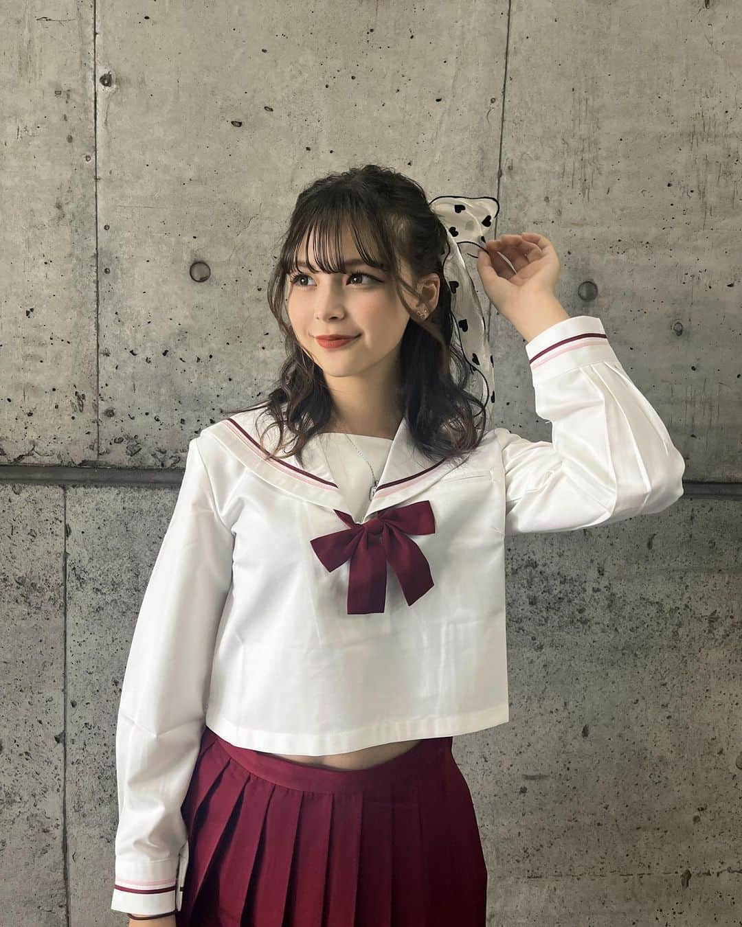 夏川メガンのインスタグラム：「ちかめദ്ദി ˃ ᵕ ˂ )   #06  #高校生  #セーラー服  #ガーリー  #九州コレクション  #sweet16委員会  #今日好き」