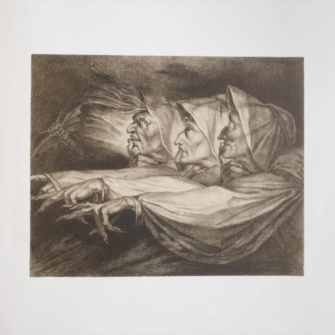 のインスタグラム：「Oh, look. Another glorious morning… We're ready for spooky season at the PMA 👻🎃  “The Three Witches from Macbeth,” 19th century, British- After Henry Fuseli」