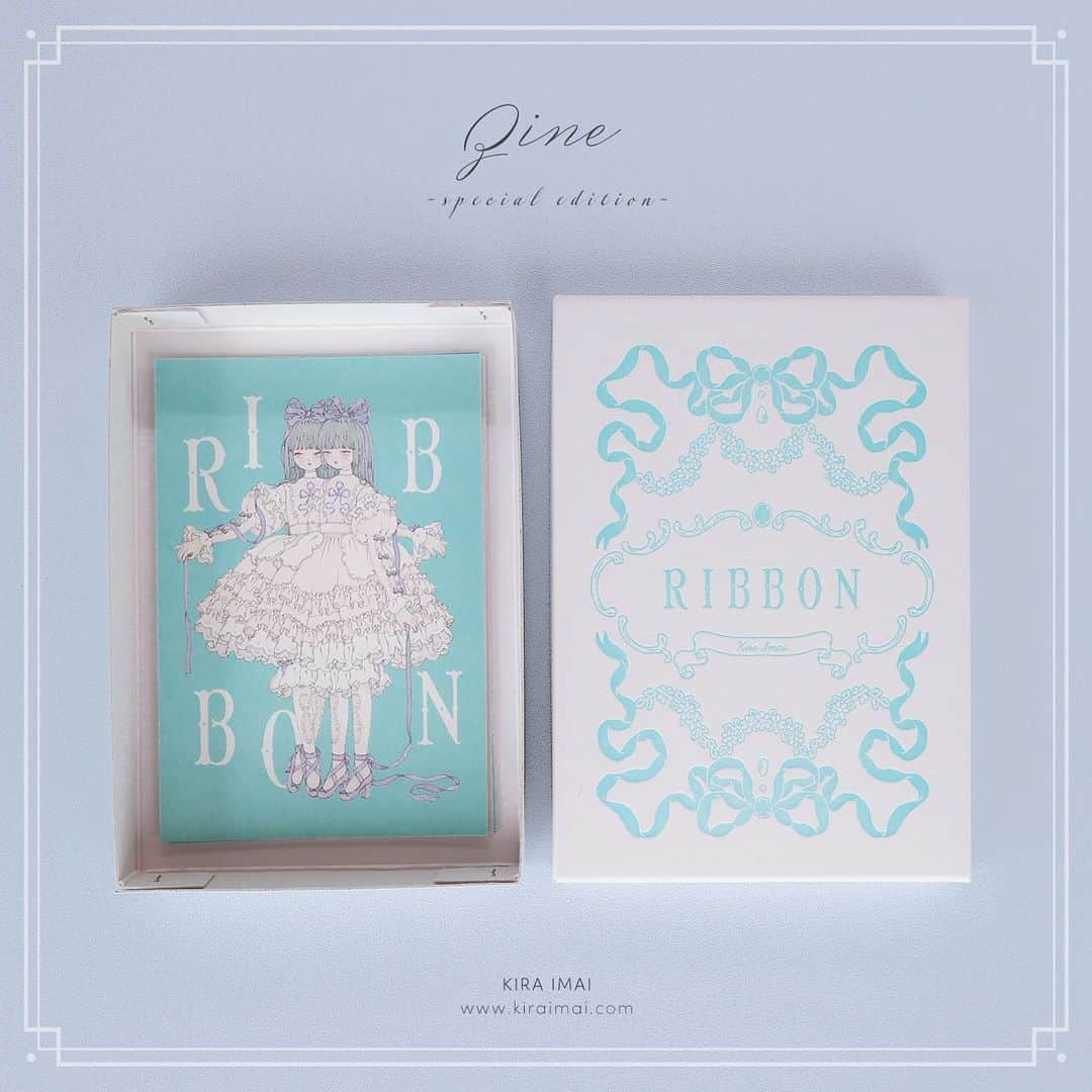 今井キラさんのインスタグラム写真 - (今井キラInstagram)「𝒩𝑒𝓌 zine「Ribbon」特装版 zine・Ribbonぬりえ本・カード・箱入りポストカードセットを専用ボックスに納めました。限定数100。 ＊zineとポストカードは通常商品と同じものになります ＊Ribbonぬりえ本にはナンバーとサインが入ります ⁡ 🎀🎀🎀 ⁡ Monochrome MAGIC 今井キラ＆妖 Exhibition ⁡ ▪︎10/6(金)～10/9(月) ▪︎12:00-18:30 ＊初日15:00 OPEN ＊最終日17:00 CLOSE ＊10/6 15-17時＆10/7 12-14時は事前予約チケット制 ⁡ 🎀HALO space 01 〒150-0013　東京都渋谷区恵比寿1-23-21　ヤマトハイツ1F （恵比寿駅徒歩5分） ⁡ 会期終了後に在庫のあるアイテムはWeb Storeでの販売を予定しております。」10月2日 22時54分 - kiraimai