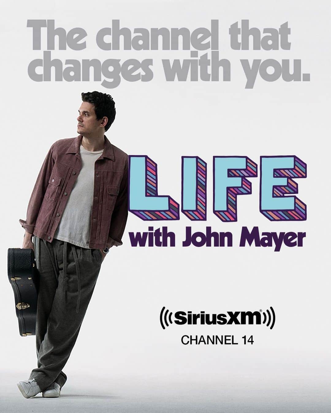 のインスタグラム：「Introducing “Life With John Mayer,” my new @siriusxm channel launching in November. It’s a real-time channel curated to match the time of day, playing the music you’re most likely to be in the mood for. Driving to work in the morning? I’ll be playing high energy “let’s make today great” music. Studying or unwinding on a weeknight? Tune in to hear music to focus and relax to. Headed out on a Friday night? Got you. Sunday morning breakfast? Ditto. Saturday night Dinner parties, and late night love on the weekend? You’ll hear the right music for the moment. There’s even going to be programming designed to help you fall asleep in the wee hours of the morning. You’ll hear my music, the music I love, my thoughts and insights, and lots of other surprises to come. I’ll be posting updates as I continue to bring LIFE to life. Ooh, this is gonna be *fun*…」