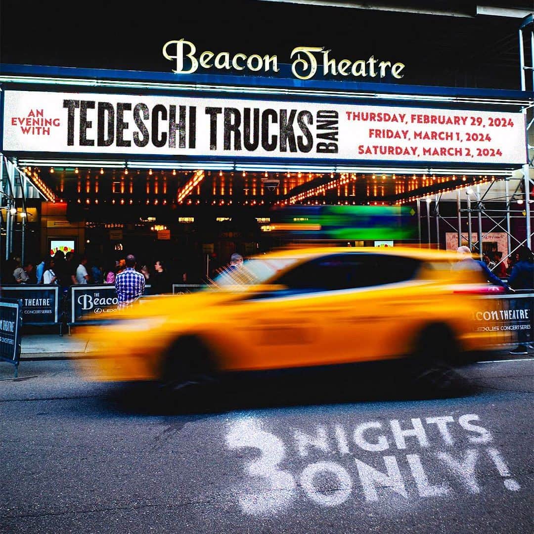 テデスキ・トラックス・バンドのインスタグラム：「THREE NIGHTS ONLY: Beacon Theatre 2024   February 29 March 1  March 2  If you joined us at the Garden Party at MSG, you will be receiving an email today for early access to tickets. Fan club presale starts Tuesday, Oct 3 at 11am ET. Tickets on sale Wednesday Oct 4 at 11am ET.」