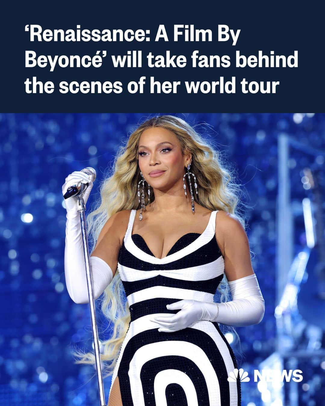 NBC Newsのインスタグラム：「Get ready, Beyhive: Beyoncé just revealed that a movie based on her “Renaissance World Tour” will hit theaters in December.  “‘Renaissance: A Film By Beyoncé’ accentuates the journey of ‘Renaissance World Tour,’ from its inception to the opening show in Stockholm, Sweden, to the grand finale in Kansas City, Missouri,” reads a press release about the film.   “It is about Beyoncé’s intention, hard work, involvement in every aspect of the production, her creative mind and purpose to create her legacy, and master her craft.”  Read more at the link in bio.」
