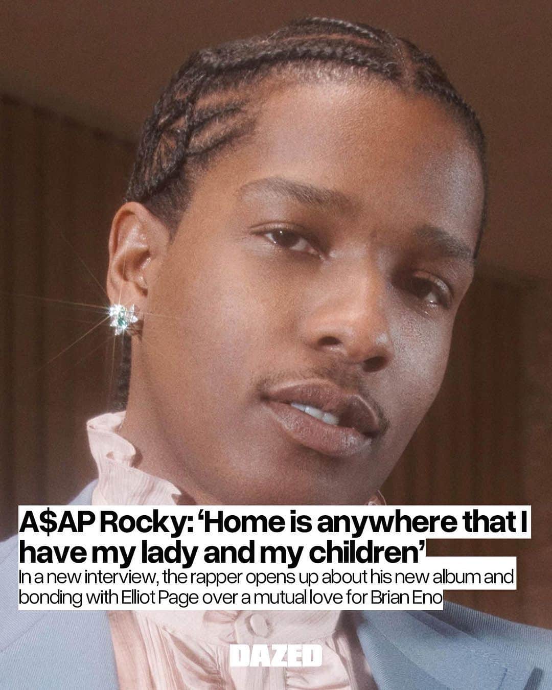 Dazed Magazineのインスタグラム：「His babies aren’t the only thing in Rocky’s life bringing him joy ‼️  When asked about what he’s most excited about right now he says, with an almost reverence, “everything”. It’s the most expressive and emotional he gets all interview, a true and genuine sense of pleasure and excitement in what he has coming up ahead.   “The music, these campaigns and these partnerships, designs, the creativity, everything, the visuals. Really excited for everything that I’ve been working on thus far and I’m excited to finally release it.”  Through the link in our bio, Dazed chats with Rocky about @Gucci, his new experimental music, which he thinks is his best yet, and his Halloween plans 🔗  📷 courtesy @gucci ✍️ @akbpeters」