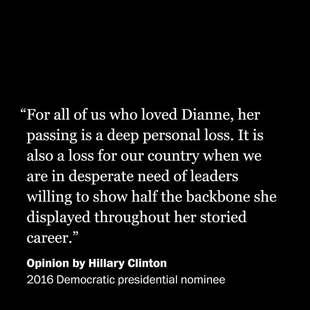 ヒラリー・クリントンさんのインスタグラム写真 - (ヒラリー・クリントンInstagram)「She took on the NRA and won. She faced ugly truths to protect our democracy. In the fights ahead, we can honor Dianne Feinstein's legacy by showing the courage she showed throughout her career. Read my new piece in today's @WashingtonPost @postopinions at the link in my profile.」10月3日 1時13分 - hillaryclinton
