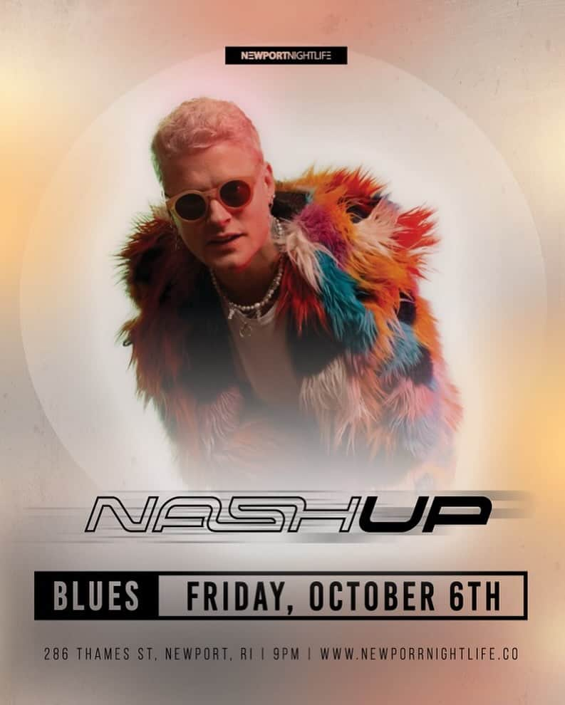 ナッシュ・オーバーストリートのインスタグラム：「NEWPORT RHODE ISLAND let’s gooo🎉🎉🎉. We’re doing it up Friday night! Come see me spin and let’s do the thing✅. Tag your squad」