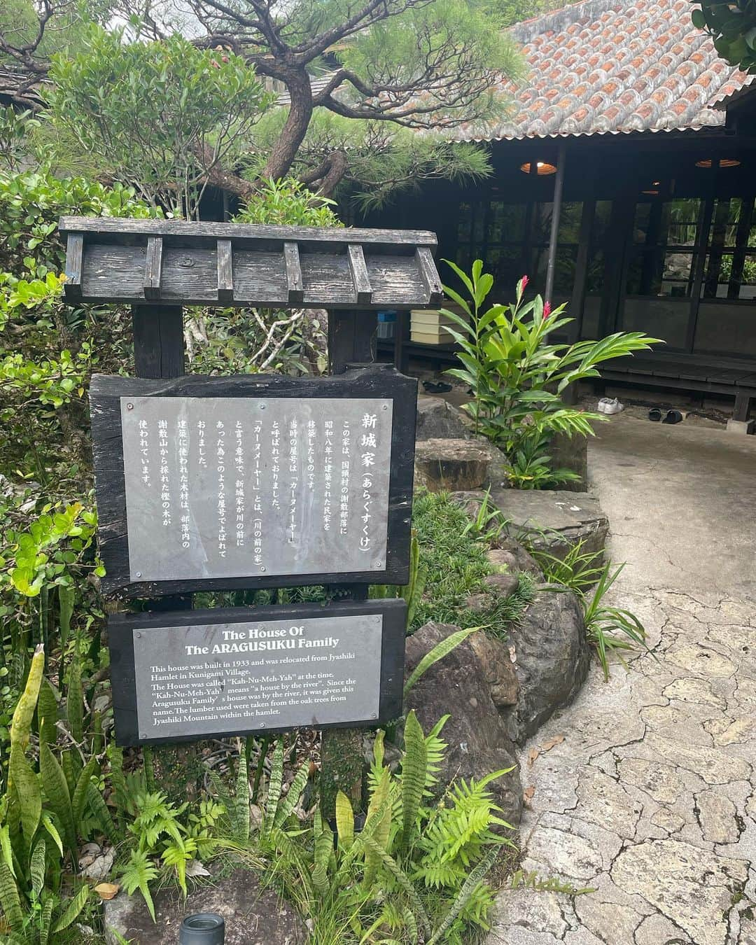 箕輪玖美さんのインスタグラム写真 - (箕輪玖美Instagram)「大家（うふやー）🍜 @ufuya.okinawa  ・ ・ 名護にある沖縄そばと琉球料理の店✨ 100年以上前の琉球古民家を3件移築・復元された敷地はとーっても広いの😊 ・ ・ 入り口から5分位歩くとお店に到着🚶 店内には店内席とテラス席があるので、迷わずテラス席へ♪ ・ ・ メニューも豊富で、沖縄そば、琉球料理、豚しゃぶ等々😍 私はランチタイムに伺ったので、大家そばセット（そばとジューシー（沖縄の炊き込みご飯）のセット）&オリオンビールを頂きました😋💕 ・ ・ タイムスリップした様な雰囲気の中で沖縄気分満喫ランチ✨ 食後に広大な庭園を散歩してゆっくり楽しむのもオススメです😉  大家（うふやー）🍜 http://ufuya.com/ ⭐️沖縄県名護市中山90 ⭐️TEL： 0980-53-0280 ⭐️営業時間 【 ランチ 】11:00～16:00 【 ディナー 】18:00～21:00  @okinawa_pineapple   #okinawa  #大家  #沖縄そば #ソーキそば#ジューシー #オリオンビール #琉球料理 #琉球古民家 #沖縄北部の遊び場 #名護 #沖縄北部 #PR #沖縄大好き #別荘ライフ #サードハウス #アラフィフ女子 #アラフィフコーデ #ラルフローレン#箕輪玖美」10月3日 11時17分 - kumi.111