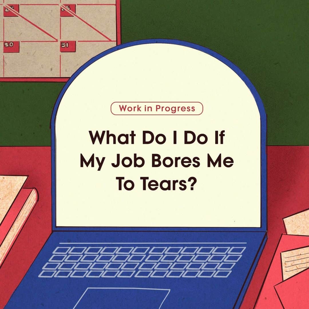Teen Vogueのインスタグラム：「Boredom at work often gets viewed in one of two ways: 1) as a problem that isn’t really a problem, because so much work is exploitative one should feel relieved that work is boring rather than exhausting; 2) or as a signal that you must be slacking off, since much discourse around workplace boredom focuses not on workers, but on how disengaged workers could impact a company's bottom line. In this installment of #TeenVogueWIP, @rainesford_stauffer shares how to navigate boredom at work at the link in bio.  (🎨: @lizcoulbourn)」