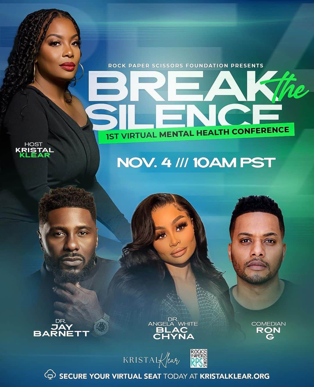 ブラック・チャイナのインスタグラム：「Are you ready? We're going Live, ON SET, in LA! 🎉  Rock Paper Scissors Foundation and Kristal Klear will host its 1st Virtual Break the Silence Mental Health Conference on Saturday, November 4th, 2023 @ 10 AM.  Our speakers include:  📍 A New Friend to RPS-  Actor, Celebrity Influencer, Model, and Entrepreneur -Dr. Angela White - known As @blacchyna   📍Family and Mental Health Therapist, Doctor of Healthcare Administration, Author and former NFL Player @kingjaybarnett   📍Author, Emmy Award Winning Actor & Comedian @comedianrong   Tickets are ONLY $20 for general admission and $45 for a Virtual VIP  Experience featuring a LIVE Q&A with our speakers. Don't wait; VIP access is LIMITED. Click the link in the bio to purchase.  If you've ever attended a Break the Silence Conference in person, you know we're keeping that same energy online.   We'll see you there. 💻  #health #selfcare #healing #dating #relationships #mentalhealth #shameoffyou #resilient #grief #griefandloss #depression #mentalhealthawareness #mentalhealthadvocate #mentalhealthmatters #mentalhealthsupport #healingwords #selfcare #traumahealing #silencetheshame #blackmentalhealth #justhealbro #blackmenhealing #blacchyna #comedianrong #jaybarnett #Kristalklear #angelawhite」