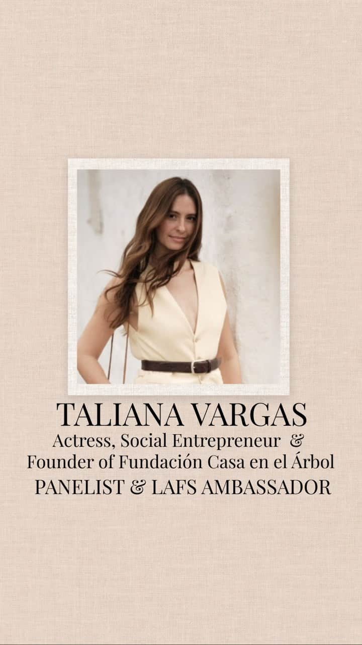 タリアナ・バルガスのインスタグラム：「Tras múltiples colaboraciones con la actriz y filántropa Taliana Vargas @talianav , es un honor poder anunciarla como LAFS panelista y ambassador. ¡Bienvenida, Tali! Estamos muy emocionados de poder verte pronto en LAFS 2023. Si deseas poder conocer a esta talentosa artista colombiana, compra tu ticket a LAFS y comienza a planear tu viaje a Miami.」