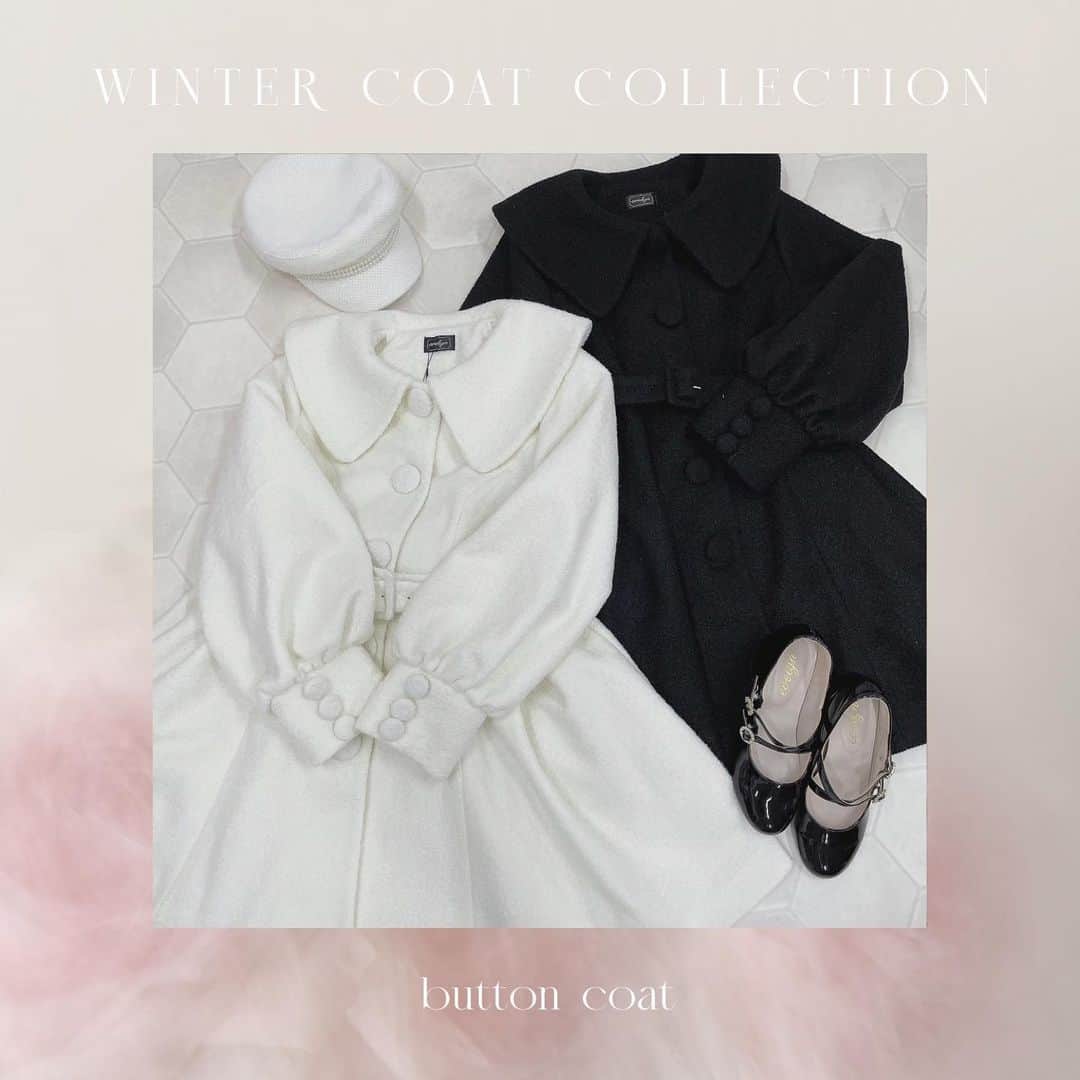 evelynのインスタグラム：「winter coat collection ❄︎𓂃 𓈒 ㅤㅤㅤㅤㅤㅤㅤㅤㅤㅤㅤㅤㅤ 【ついに今週店舗に入荷予定♡】 ㅤㅤㅤㅤㅤㅤㅤㅤㅤㅤㅤㅤㅤ #くるみ大襟コート ¥20,900 【IV/BK】 ㅤㅤㅤㅤㅤㅤㅤㅤㅤㅤㅤㅤㅤ 詳しい入荷日は確定次第、 ストーリーなどでお知らせいたします✨ ㅤㅤㅤㅤㅤㅤㅤㅤㅤㅤㅤㅤㅤ #evelyn #エブリン #ガーリーコーデ #甘めスタイル #甘めコーデ #清楚コーデ #可愛い  #girly #feminine #パステル #girl #evelynコーデ #フェミニンコーデ」