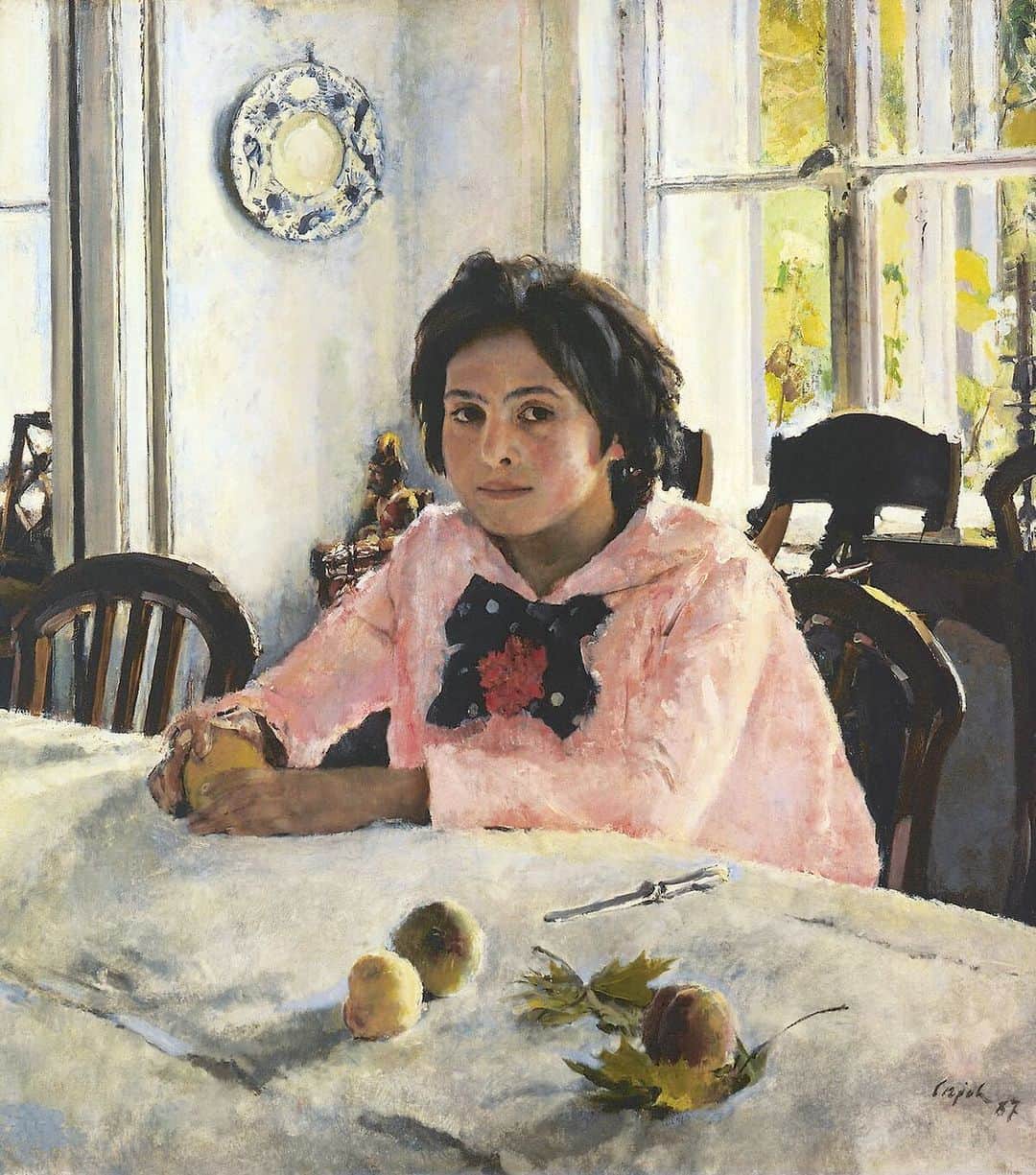 アレクサ・チャンのインスタグラム：「‘Girl with Peaches’, 1887 by Valentin Serov. I’d like the outfit and the house. Thanks.」