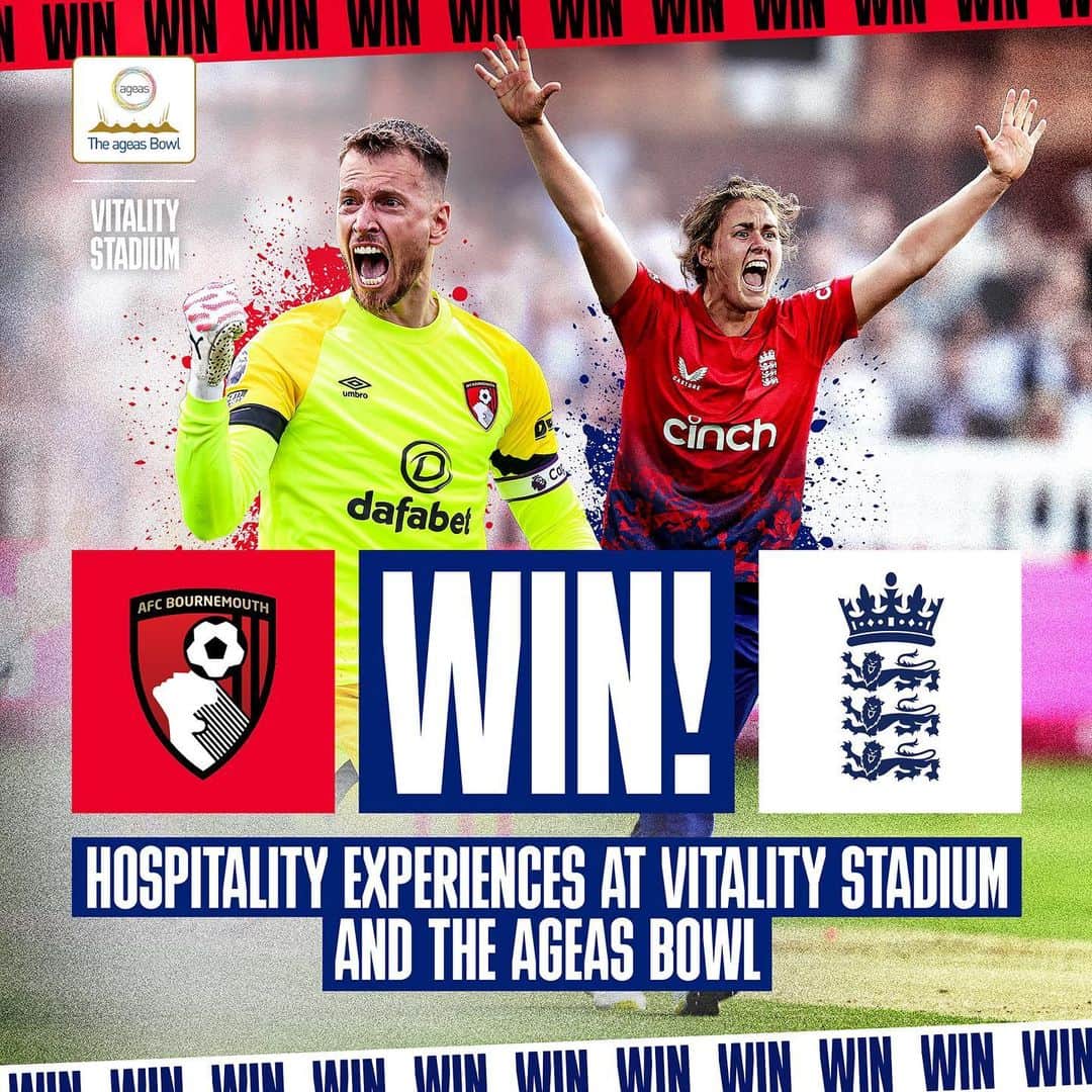 AFCボーンマスのインスタグラム：「Watch Premier League football and international cricket in style 💫   @afcb and @theageasbowl have joined up to offer two unforgettable hospitality experiences. To enter, just fill out the form in our bio 🤩」