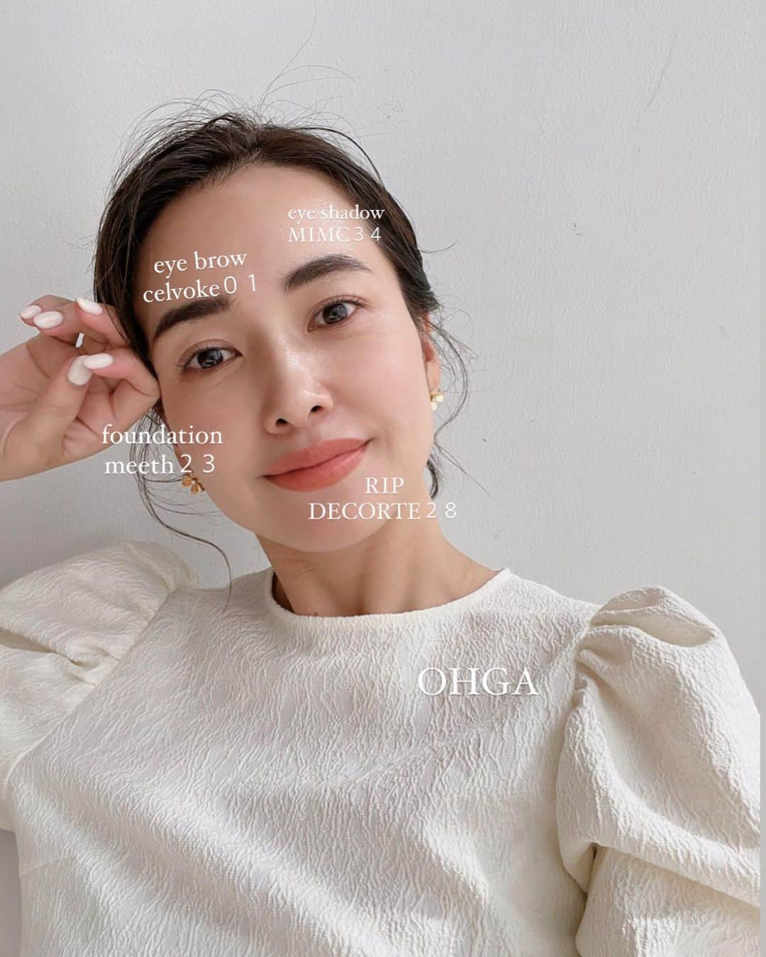 のインスタグラム：「POP UPのメイク💄  ちょっと濃いめに👀  #コスメ#コスメデコルテ#リップ#秋リップ#mimc#meeth#セルヴォーク#ohga」