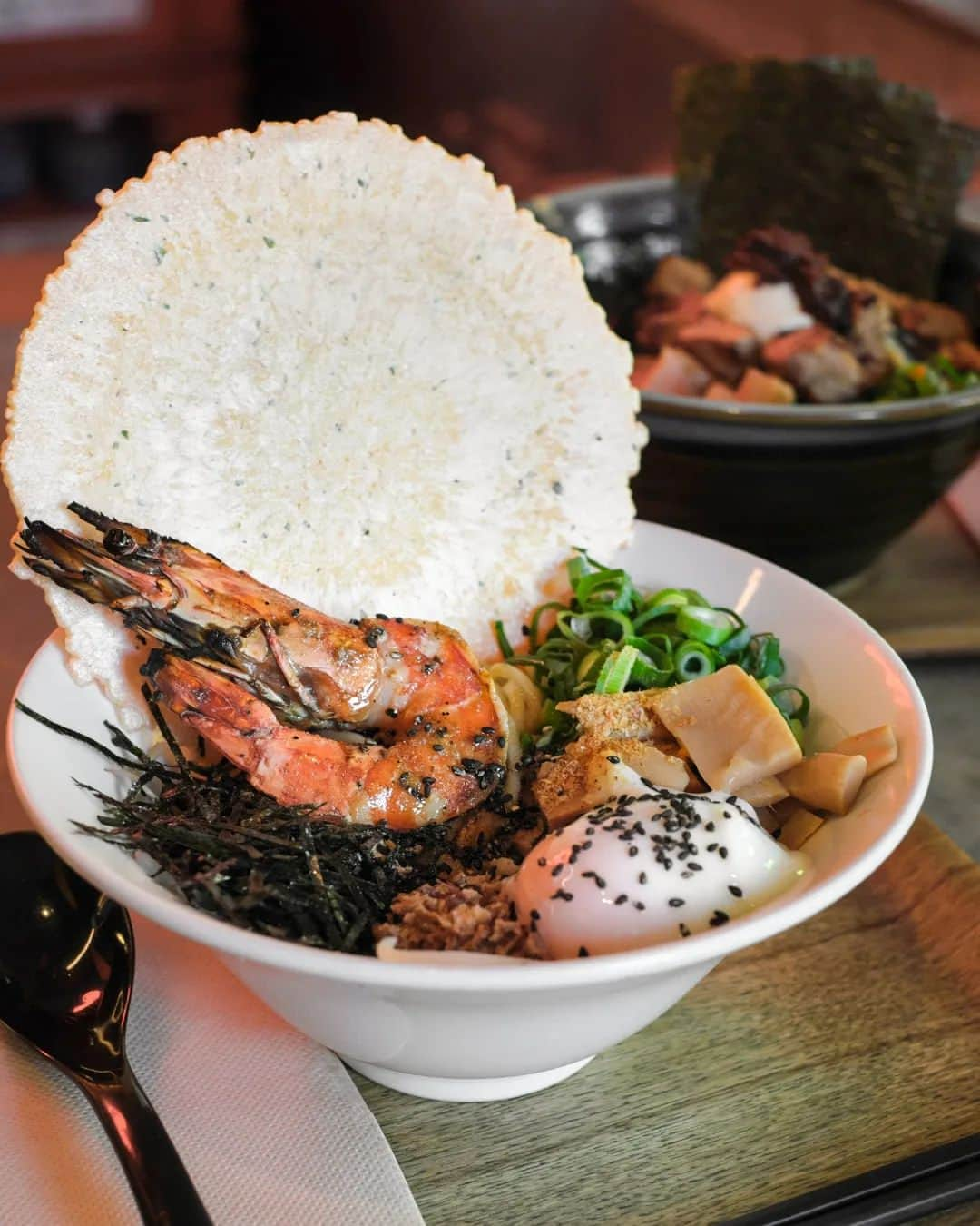 Erinaのインスタグラム：「Last week special "Ebi Mazasoba 🦐🦐🍜🍜"  It is packed with irresistible Ebi  flavor that will leave you craving for more! 🍤  @rara__ramen  #まぜそば」