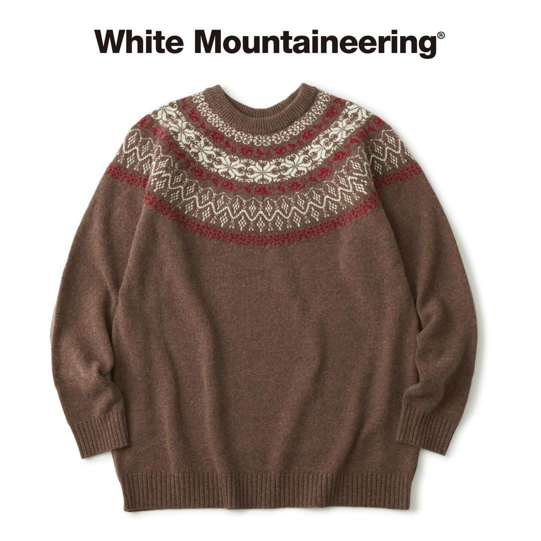 ホワイトマウンテニアリングのインスタグラム：「_ White Mountaineering®︎ 23AW Collection  ROUND YORK FAIR ISLE SWEATER  #whitemountaineering  #roundyorksweater  #fairislesweater」