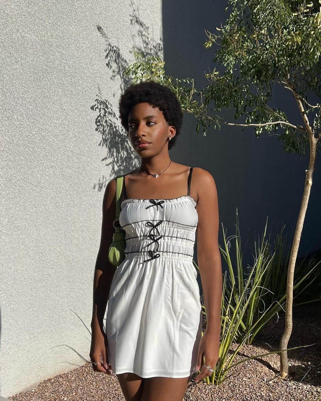 Beginning Boutiqueのインスタグラム：「The beautiful @rhayatruman wears our most-loved It Girl White Bow Mini Dress 🤍」
