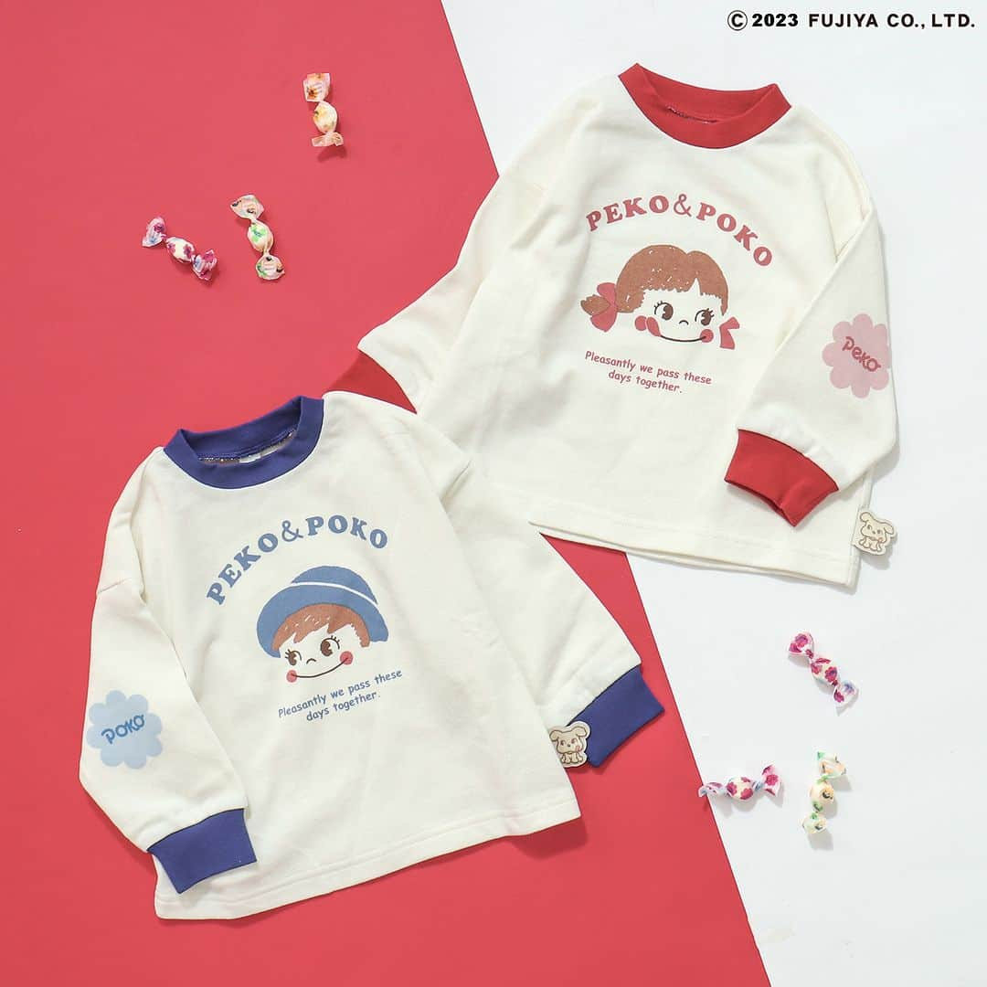 エフオーオンラインストア 子供服さんのインスタグラム写真 - (エフオーオンラインストア 子供服Instagram)「【apres les cours×PEKO＆POKO】 WEB限定！ペコちゃん、ポコちゃんコラボが登場⭐ ＜10/5 (木) 12:00～販売スタート＞  あの不二家のマスコットキャラクター、 ペコちゃん、ポコちゃんとってもかわいいアイテムが オンラインストア限定で販売します♪  【PEKO＆POKO リンガーTシャツ】 ペコちゃん、ポコちゃんがイラストになった 少し厚手でゆったりシルエットのＴシャツ。 裾にはペコちゃん、ポコちゃんと仲良しの仔犬の「ドッグ」のネームがとってもかわいいポイントに♪  【PEKO＆POKO セーラーカラートレーナー】 胸元にインパクトのあるペコちゃん、ポコちゃんの刺繍が施されたデザイン♪ ハーフジップと丸衿のセーラーカラーがトレンド感もおさえつつ かわいい印象にしてくれるアイテム！ ファスナーにはミルキーでおなじみのお花柄に それぞれ「PEKO」のロゴが印字されたチャームがついている 細かい部分までこだわったトレーナー◎ おともだちやきょうだいおそろいコーデもおすすめ♡  【WEB限定 PEKO＆POKO ニット】 大きなペコちゃんのお顔がデザインされた 存在感のあるもちもち素材のニット！ 裾にミルキーモチーフのチャーム付がついます♪  【WEB限定 PEKO＆POKO デニム＆チェックパンツ】 おしりの部分にペコちゃん、ポコちゃんが刺繍されていて、 バックスタイルが特にかわいいパンツ！ ゆったり、ストンとしたシルエットなので履きやすく 柔らかい生地なので動きやすいです◎ 前のポケット部分はミルキーでおなじみの包み紙のデザインに！ 男女どちらも着用いただけます！  【WEB限定 PEKO＆POKO パジャマ】 薄手のトレーナー生地に「PEKO&POKO」がプリントされたトップスとミルキーの包み紙デザインの総柄パンツのセット。 おうち時間が楽しくなるアイテム♪  オンラインストアでしか手に入らない 特別なアイテムは要チェックです✨  ======================= 商品詳細や価格は ショッピングタグからご覧いただけます★ =======================  #ペコちゃん #ポコちゃん #ペコポコ #ペコちゃんコラボ #ペコちゃんグッズ #ミルキー  #foonline #apreslescours #アプレレクール #子供服 #こどもふく #ベビー服 #キッズ服 #キッズコーデ #女の子コーデ #男の子コーデ #おしゃれキッズ #おしゃれキッズと繋がりたい #キッズ長袖Ｔシャツ #キッズトレーナー #キッズパジャマ #キッズルームウェア」10月3日 18時01分 - foonline