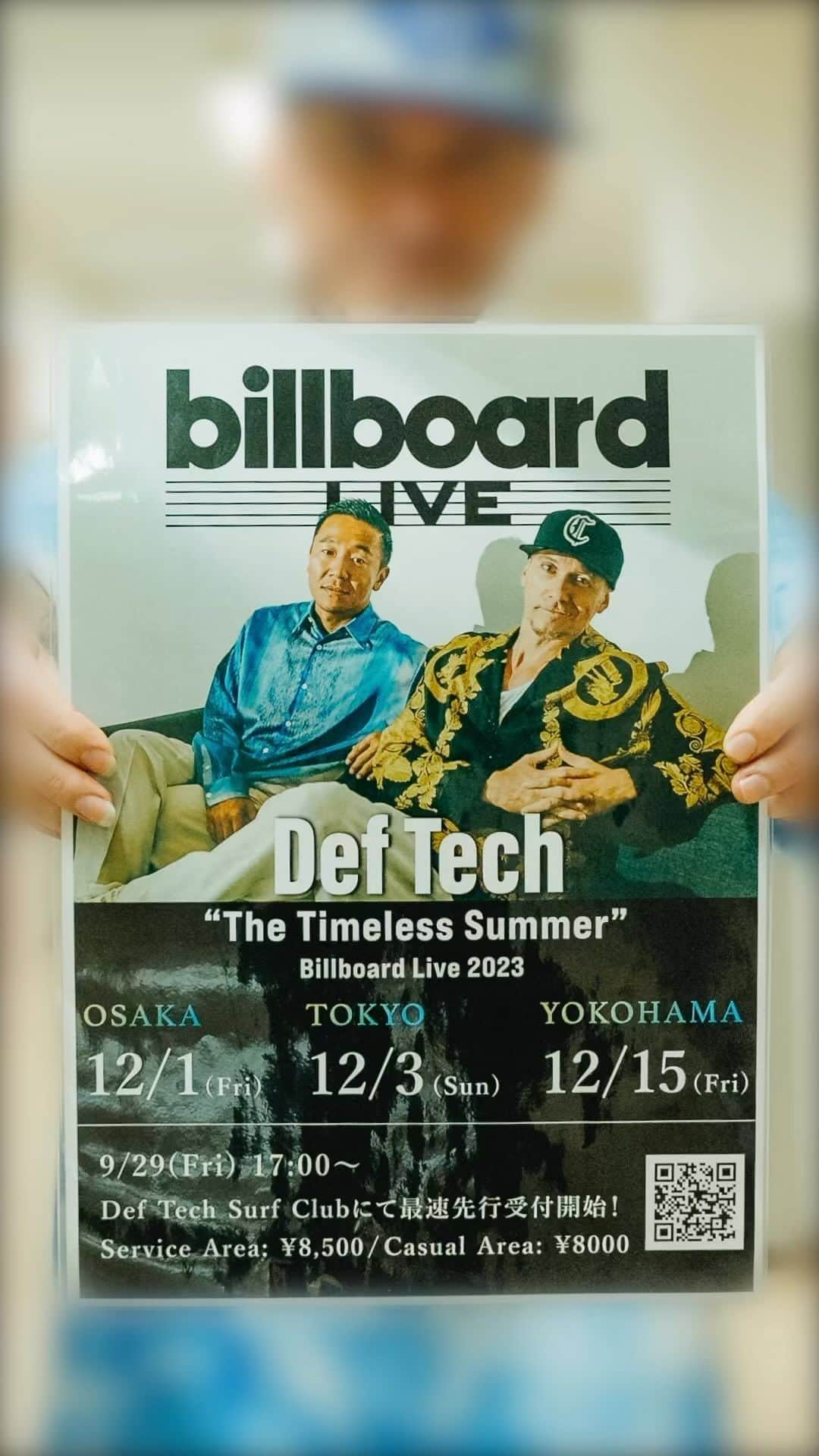 Def Techのインスタグラム：「Def Tech “The Timeless Summer” Billboard Live 2023開催決定！ Def Tech Surf Club会員様限定でチケット先行抽選受付中！  [公演名] Def Tech “The Timeless Summer” Billboard Live 2023  [公演日時] 2023年12月1日(金) Billboard大阪 [1st] 開場17:00 開演18:00 [2nd] 開場20:00 開演21:00  2023年12月3日(日) Billboard東京 [1st] 開場15:00 開演16:00 [2nd] 開場18:00 開演19:00  2023年12月15日(金) Billboard横浜 [1st] 開場17:00 開演18:00 [2nd] 開場20:00 開演21:00  [出演] Shen（Vocals, Ukulele） Micro（Vocals, Guitar） Nagacho（Guitar） 熊井吾郎（MPC） 磯貝一樹（Guitar） 草田一駿（Keyboards）　  [チケット] Service Area : ￥8,500 / Casual Area : ￥8,000(1ドリンク付)  [先行抽選受付期間] 受付期間：2023年9月29日(金)17:00～10月9日(月)23:59  [受付リンク] https://deftech-m.com/topics/topics20230929.php  SNS Movie @sana_0811_   #DefTech #Billboard #TheTimelessSummer」