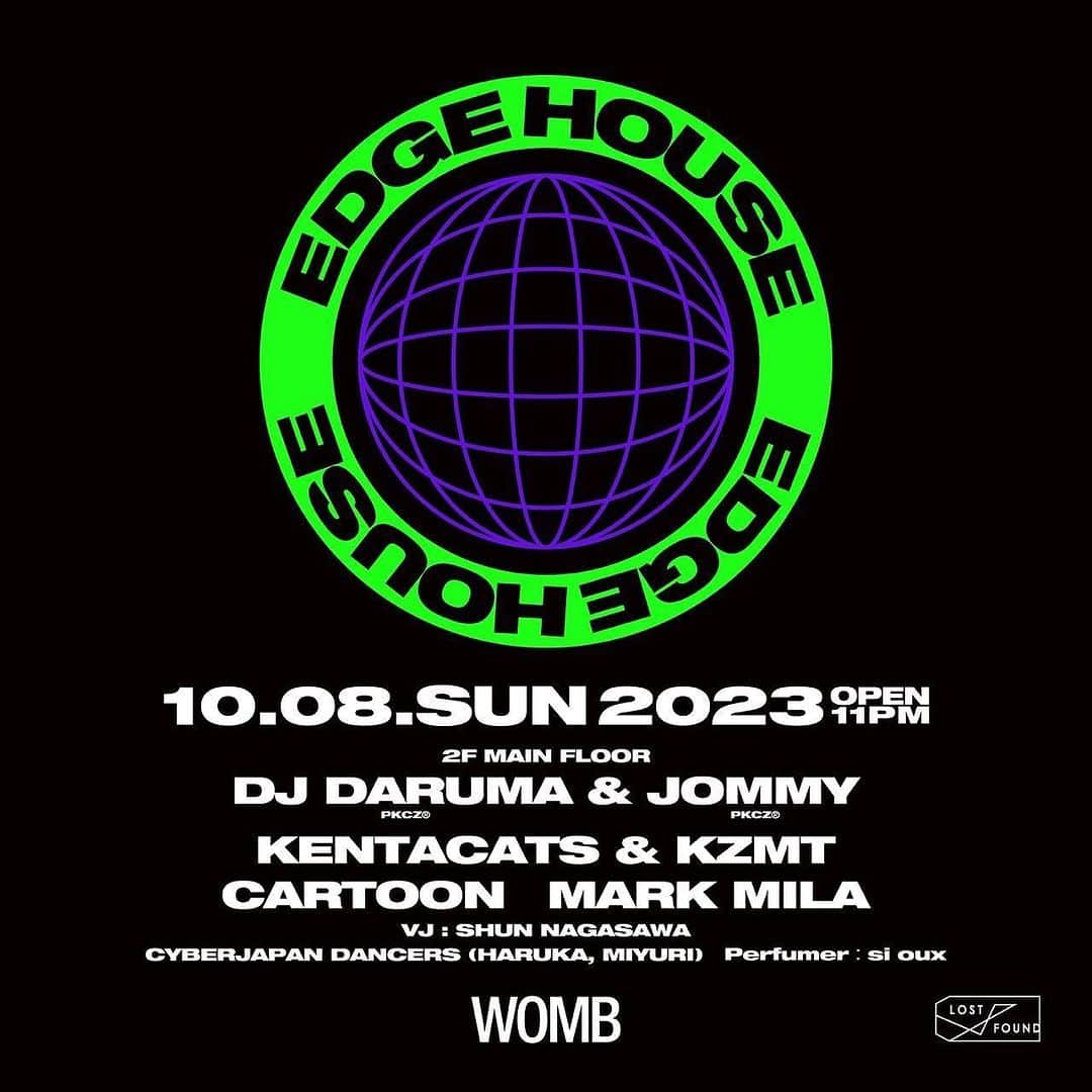 si ouxのインスタグラム：「[香り演出]今週末日曜 祝前日はEDGE HOUSE！香りの演出を担当させていただきます。 場所は渋谷WOMB！ エジハのためだけに作ったオリジナルの香りで、フロアを満たしてお待ちしております！  — 2023.10.08 SUN EDGE HOUSE @edgehouse_tokyo  at WOMB @womb_tokyo  ( 東京都渋谷区円山町2-16 ) OPEN 23:00-4:30 DOOR 3,000YEN  2F - MAIN FLOOR DJ DARUMA & JOMMY (PKCZ®) KENTACATS & KZMT CARTOON MARK MILA　  VJ： SHUN NAGASAWA CYBERJAPAN DANCERS (HARUKA, MIYURI) PERFUMER：Si oux  4F - VIP FLOOR "ARANCK Collective" Guest DJ:樹音Itazura, kengogroove, Kyam, Lowki, Lit Mercy, MASTAD, RIII  1F - WOMB LOUNGE “きゅんです” Live: bala, TAHITI, MOLLY SANTANA DJs: N ², MARZY, ViDA, eternalusa, FRENCH CRIES, 拳 Performers: SUNNY BUNNY, Mia Scandals」