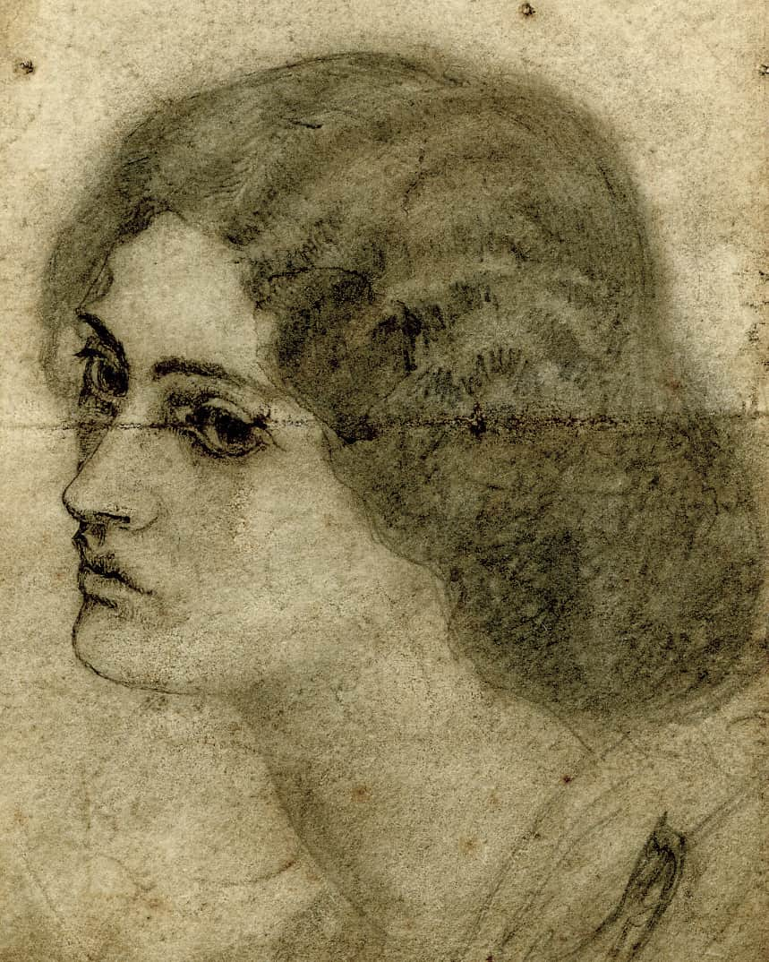 大英博物館のインスタグラム：「This tender portrait is the only surviving sketch made by the British artist William Morris of his wife, Jane 🖌💕   It was probably created as a preliminary study for Morris’ picture ‘Queen Guenevere' – also known as ‘La Belle Iseult’ – which is in the collection at the @Tate. He is said to have scrawled on the canvas ‘I cannot paint you, but I love you’ 📜  As well as being a Pre-Raphaelite painter, William Morris was also a poet and social activist. He is best known for creating luxuriously naturalistic textile patterns, which are still popular today 🌿🍃   William Morris died #OnThisDay in 1898.   🔎 William Morris (1834–1898), ‘Portrait of Jane Morris’. Graphite, pen and black ink with grey wash on paper, between 1834–1896.   #BritishMuseum #WilliamMorris #PreRaphaelite」