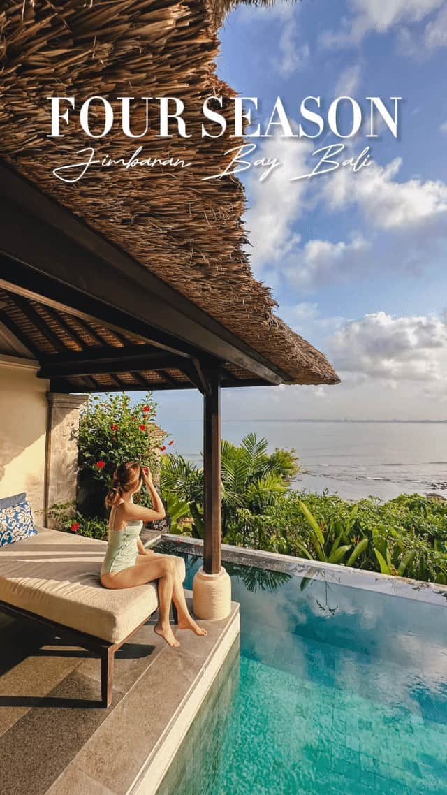 Stella Leeのインスタグラム：「15 seconds of my exotic escapade at @fsbali Jimbaran Bay 🌴  Nestled against a backdrop of sweeping ocean vistas and pristine beaches under azure skies, Four Seasons Jimbaran Bay Bali offers more than just a stay. It’s a culinary journey with exquisite meals, delectable desserts, and unrivaled mocktails, paired with a world-class dining experience  This resort distinguishes itself by preserving the timeless Balinese design, as if you’re transported to an exotic island with the comfort of modern luxury and five-star hospitality at your service 🏝️」