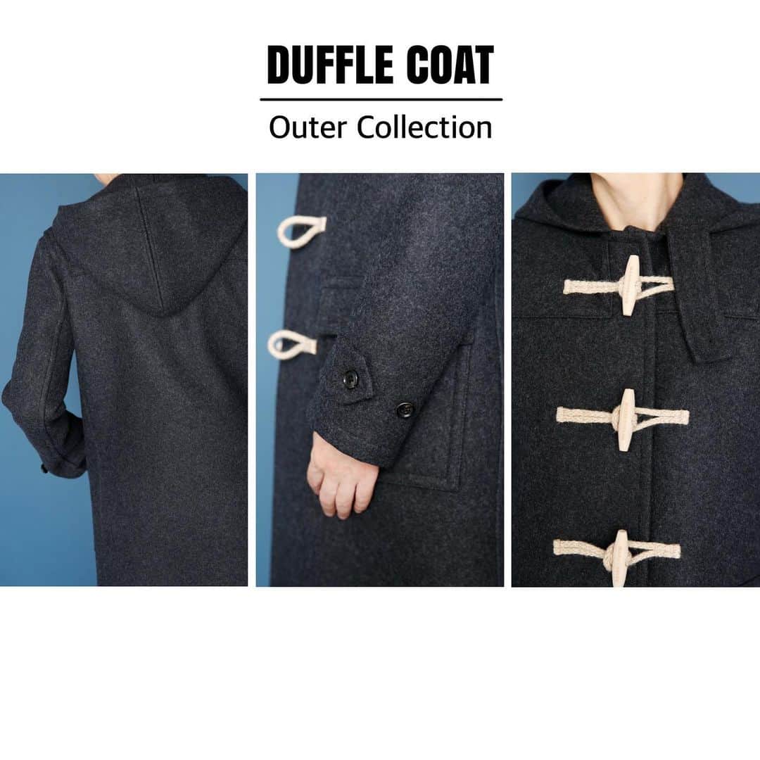 MADISONBLUEのインスタグラム：「Outer Collection 『DUFFLE COAT』  ニュージーランド原産の ノンミュールジングウールを原料とした素材は、 アニマルフレンドリーでサスティナブル。  ポケットや袖口など、 肉厚な素材を削り、接結のような仕様で 厚みのないフラットな美しい仕上げにこだわった、 職人技の光る一枚。  この仕様や細身のデザインにより、 マディソンブルーらしいシックな雰囲気が漂う 渾身のダッフルコートができました。  #madisonblue #marikonakayama  #マディソンブルー」