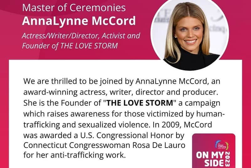 アナリン・マッコードさんのインスタグラム写真 - (アナリン・マッコードInstagram)「The Human Trafficking Legal Center is an organization doing important work on behalf of trafficking survivors. On October 4th, I will be in New York City, emceeing their annual On My Side Celebration to honor courageous #traffickingsurvivors and the community that stands with them. Their mission is to fight for justice for human trafficking survivors and hold traffickers accountable for their crimes through litigation, research, and advocacy. Join me there and give today to support their work. With you by their side, survivors can thrive. Link in stories for tickets, donations, and more information. < https://givebutter.com/OMS2023 >」10月4日 6時56分 - theannalynnemccord