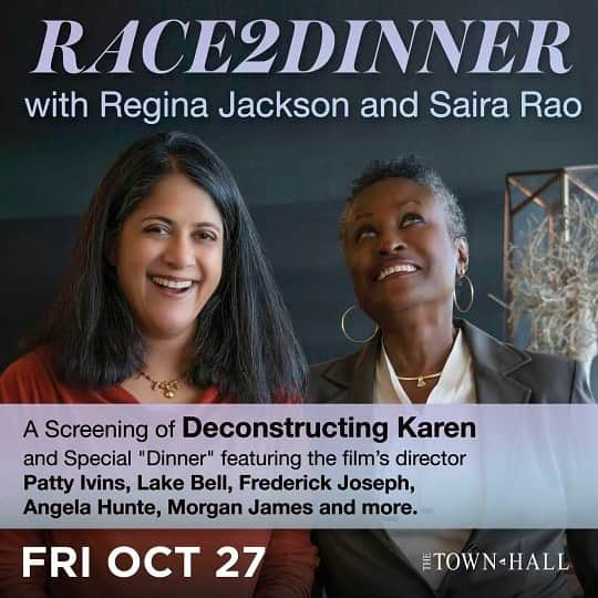 アンナ・パキンのインスタグラム：「LINK in bio for TIX OCTOBER 27th NYC Special SCREENING of @deconstructingkaren YOU DO NOT WANT TO MISS THIS  I am an Executive Producer of the documentary @DeconstructingKaren which follows the extraordinary work of a Black and brown woman (@sairarao and @rljack12) who have dinners with white women to help us deconstruct our internalized white supremacy.  The film has gone viral and is now coming to NYC’s Town Hall on October 27, along w some amazing guests for the talkback including the film’s director @pattyivins, @lakebell, @fredtjoseph, @angelahunte, @morganajames, @iamjolorenz and Camille Wright.」