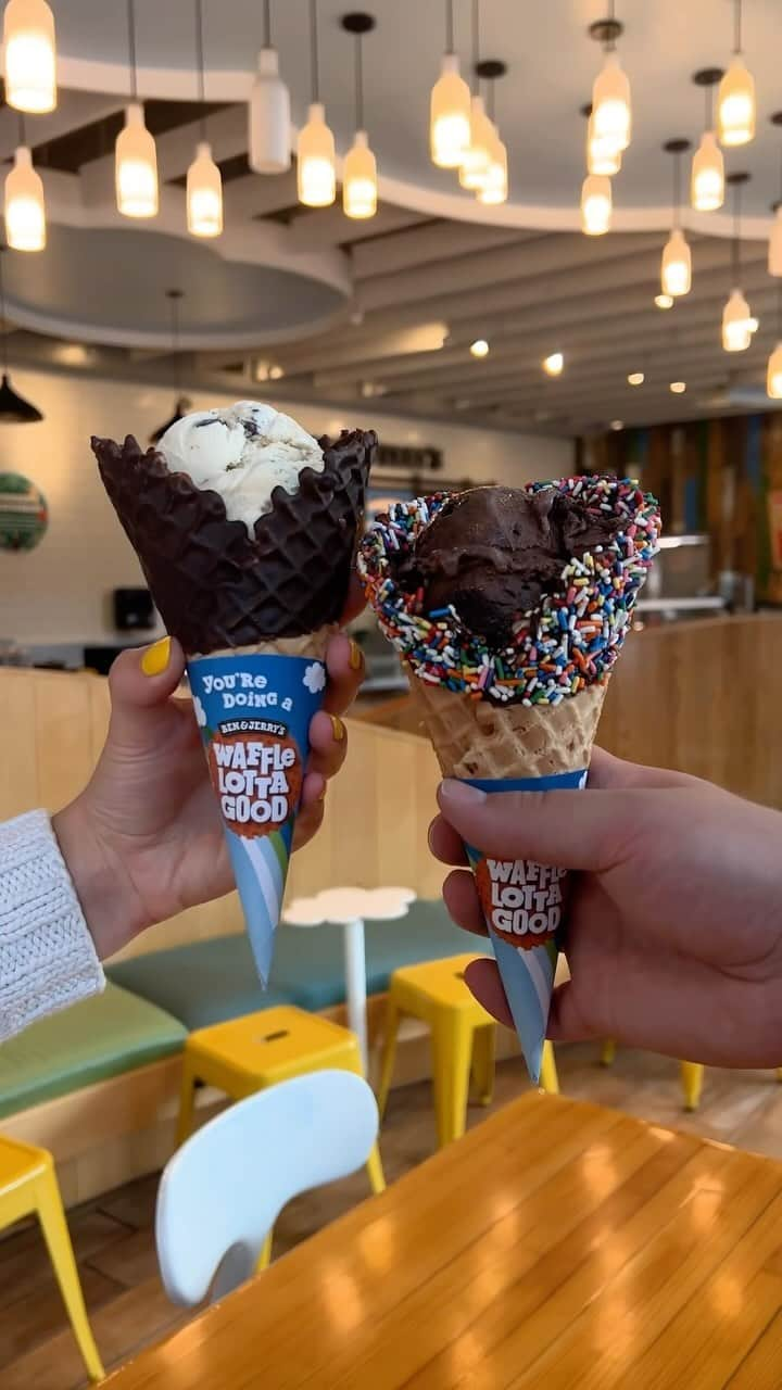 Ben & Jerry'sのインスタグラム：「Do a waffle lotta good with us! 🍦 Now through October 17, we’re donating $1 from every waffle cone purchased in Scoop Shops to @advancementproject, a national civil rights organization working to progress human rights and build power in local communities. Find your nearest Scoop Shop at the link in our bio!」