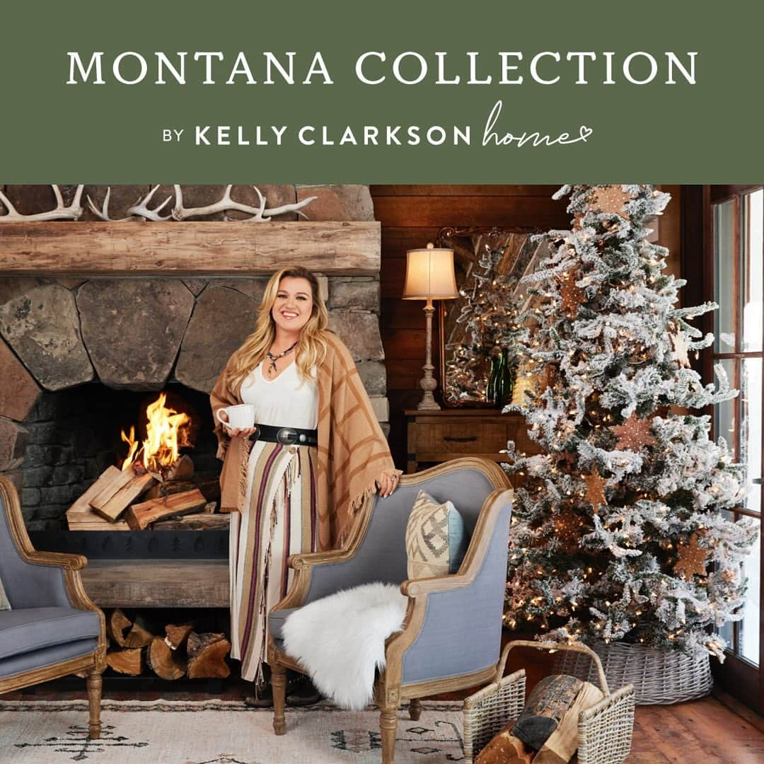 ケリー・クラークソンのインスタグラム：「Are y'all ready for something fun (and cozy)? Say hello to my new Montana Collection by Kelly Clarkson Home at Wayfair 👋 Think: distressed details and sunset hues for just the right amount of rustic. So, who's ready to shop?」