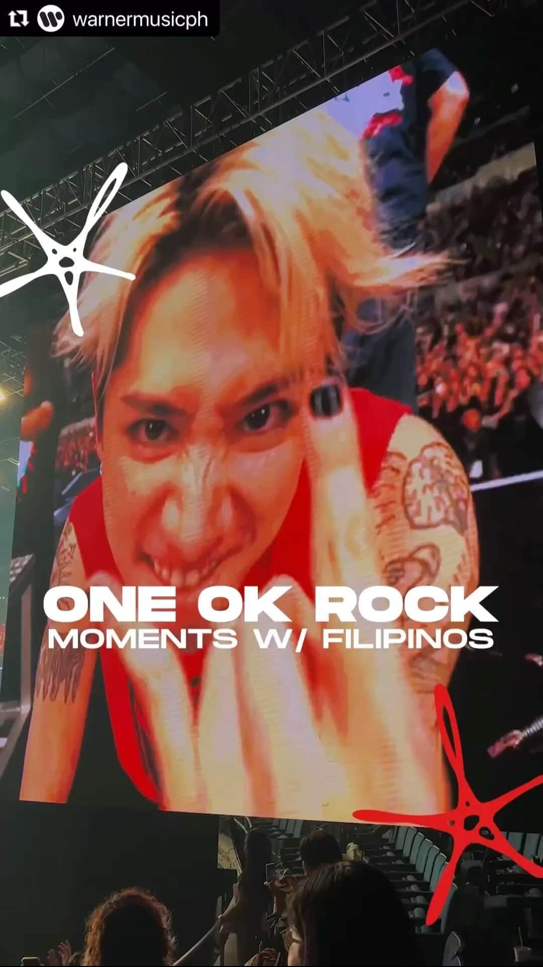 ONE OK ROCK WORLDのインスタグラム：「- #Repost @warnermusicph with @use.repost ・・・ How to move on po? It's been a week since @oneokrockofficial came to the Philippines 😭🤘🫶 🔥🔥🔥 - Thank you so much for sharing great memories!  #oneokrockofficial #10969taka #toru_10969 #tomo_10969 #ryota_0809 #luxurydisease#luxurydiseaseasiatour2023 #philippine」