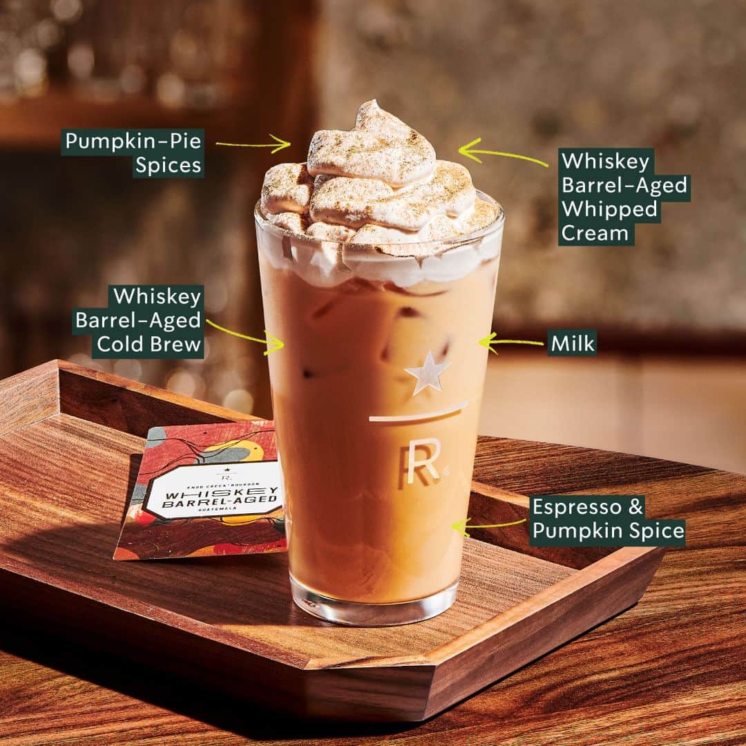 Starbucksのインスタグラム：「The secret ingredient is magic. Introducing the Pumpkin Spice Whiskey Barrel-Aged Iced Latte, now at a Starbucks Reserve® Roastery near you.」