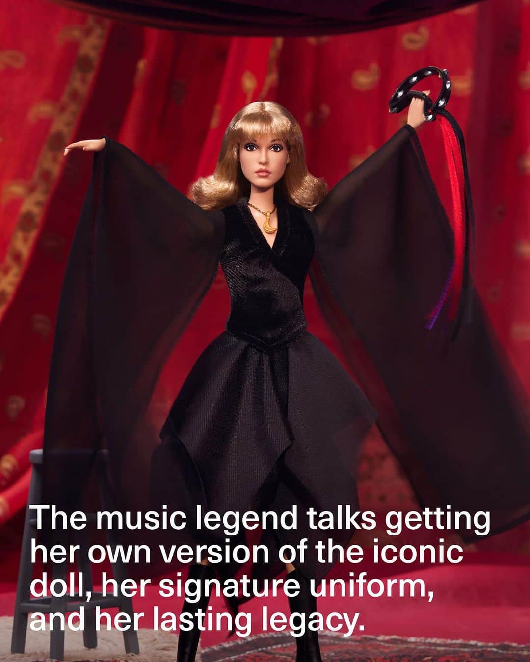 ELLE Magazineさんのインスタグラム写真 - (ELLE MagazineInstagram)「#StevieNicks now has her own Barbie and she’s wearing the singer’s iconic outfit from Fleetwood Mac’s ‘Rumors’ album cover. Nicks actually lent the original ensemble—a French silk chiffon look by Margi Kent and 1977 handmade Italian boots by Di Fabrizio—to Mattel for reference. “I sent them the boots, which I would never ever let out of my sight before, and the outfit. I said, ‘This is it. This is the whole package.’”  At the link in bio, the music legend talks to ELLE.com (via her flip phone) about bringing her Barbie with her on tour, her longevity, and what she thought of the Barbie movie.」10月4日 0時08分 - elleusa