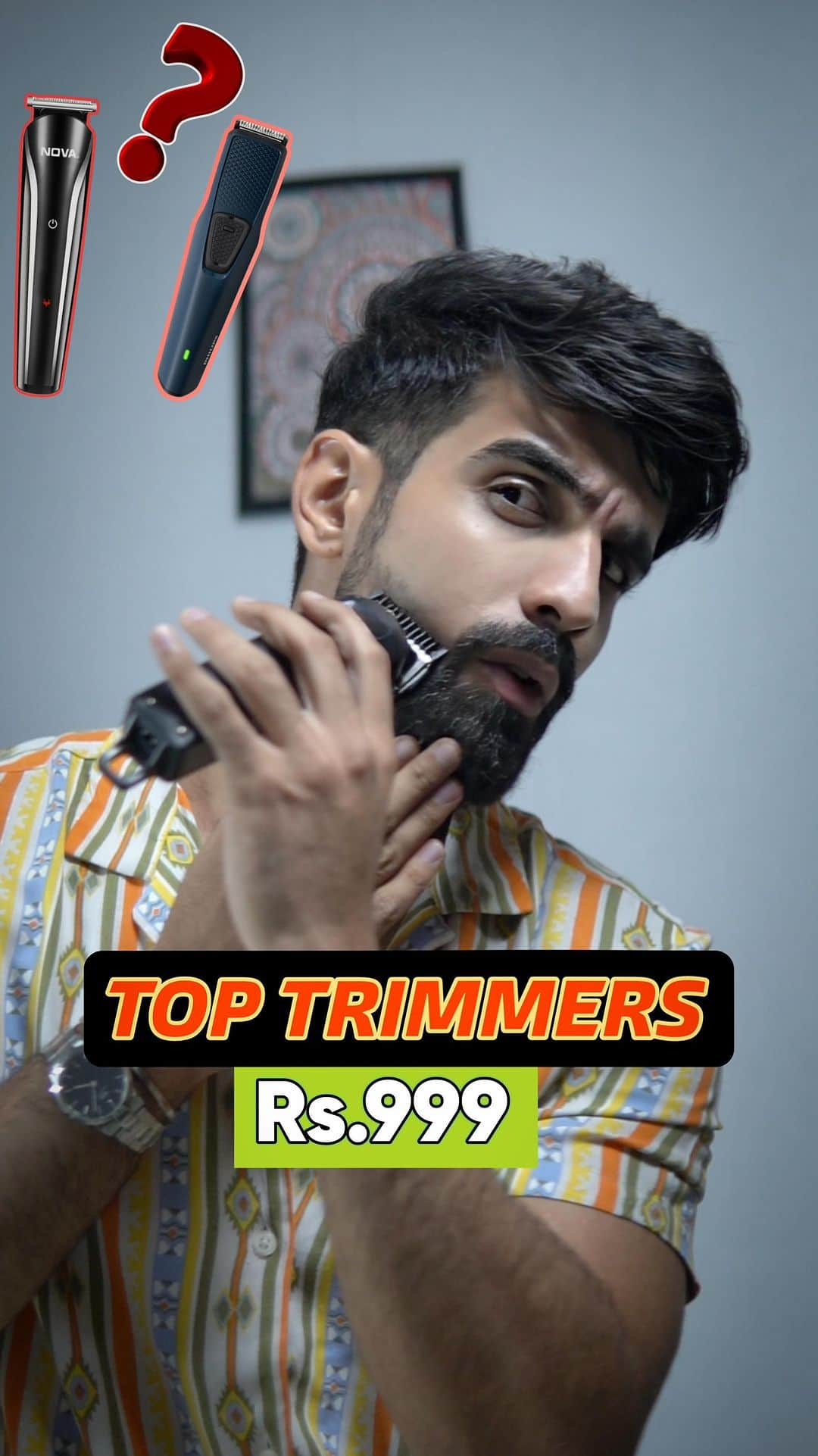 Karron S Dhinggraのインスタグラム：「*Best Trimmers In India: Under 1000₹*   1. The Personal Trimmer:  *Nova NG 1152-05*  As the name says personal! Best for full-body   2. Test Match Trimmer:  VEGA SMART ONE SERIES 2.  Test match means long innings 🏏 for which player needs lambi battery.    3. The Beard Daddy:  Philips BY1233/18  Comes with great protection rounded blades jisse cuts na pade.   4. Last hai All-Rounder Trimmer.   Philips BT3101/15  Comes with premium stainless steel blades #ad  The Big Billion Days Sale is almost here So hurry up🏃🏻‍♂️ before it gets over🛍️🛒   Also don’t forget to Save & share this reel with your friend who needs one📲  #Trimmers  #TrimmersOnFlipkart  #CrazyDealsOnTrimmers  #BigBillionDays  @Flipkart  @Flipkarttechspert」