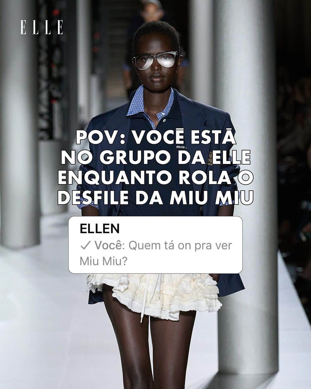 ELLE Brasilのインスタグラム：「A @miumiu fechou a temporada de verão 2024 com looks que parecem saídos da praia direto pro escritório, cheios de boas sacadas de styling (a parte preferida de boa parte da redação enquanto assistia ao desfile) e @troyesivan na passarela. Arraste pro lado para ver o que o time da ELLE Brasil achou. Quem gostaria de estar nesse grupo, hein? 👀」